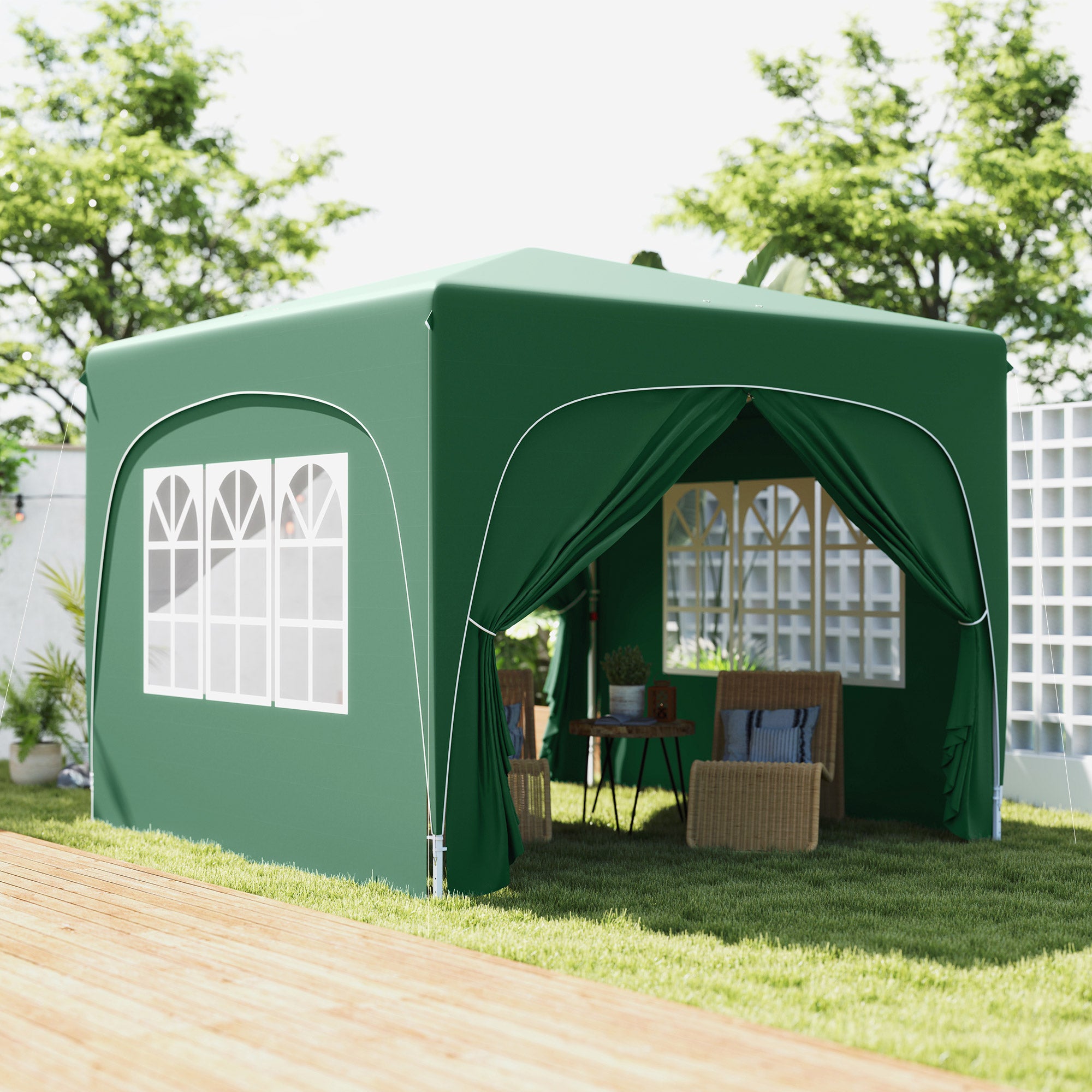 3 x 3m Pop-Up Gazebo Shelter with UPF50+ Canopy - Dark Green