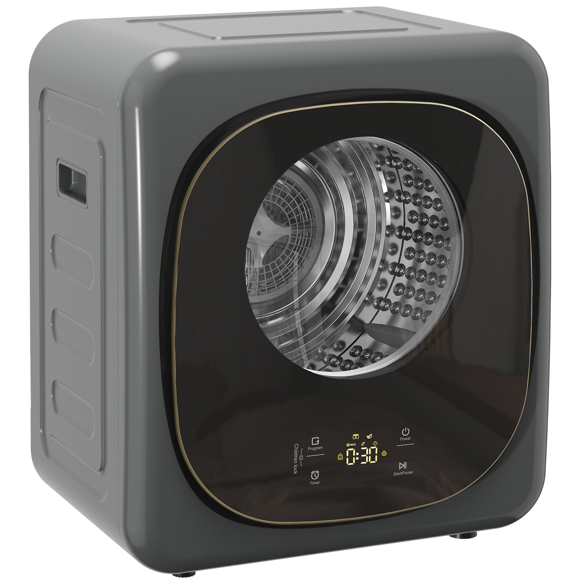 4kg Vented Tumble Dryer with 5 Drying Mode, 800W Compact Freestanding Front Tumble Dryer, Grey