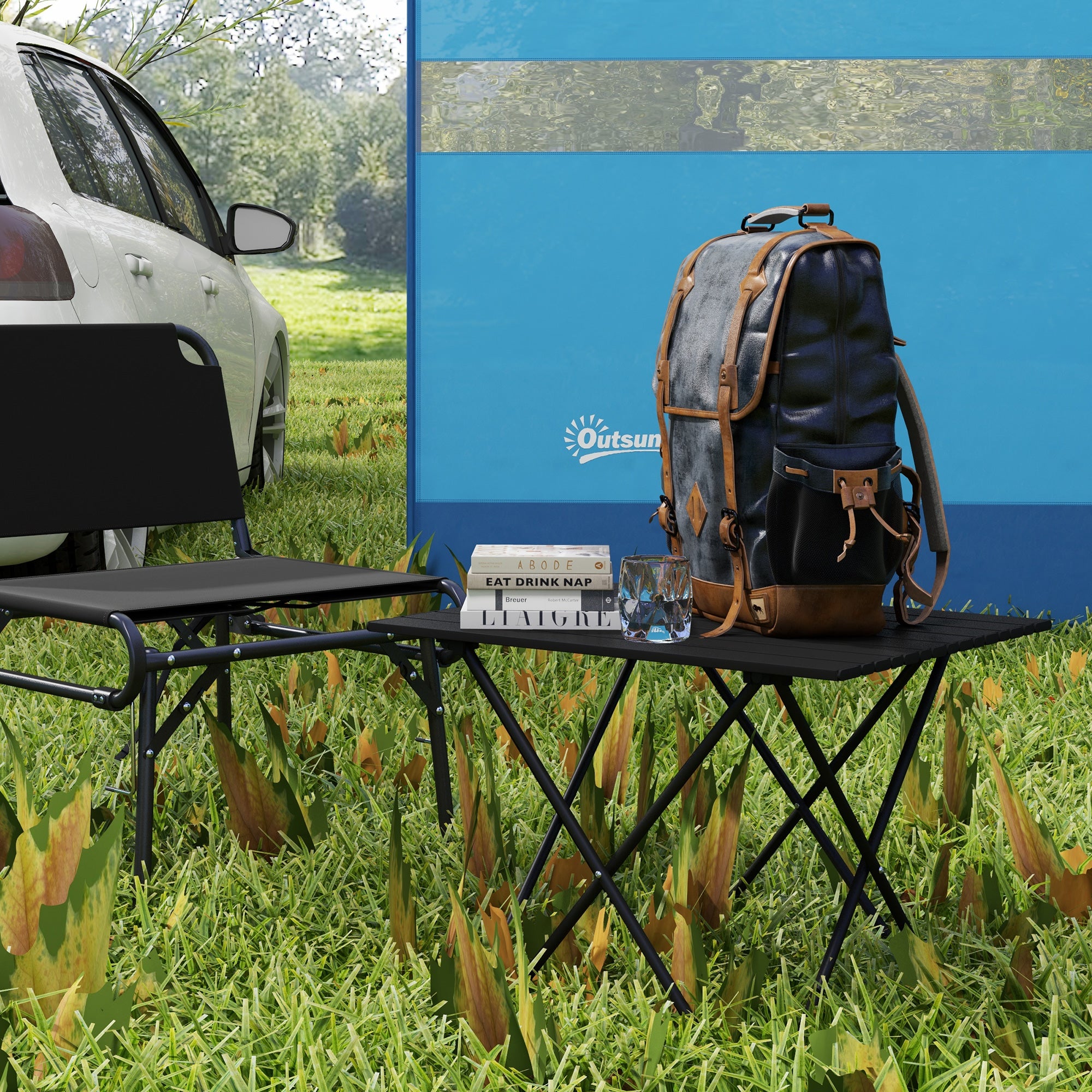 Lightweight Folding Camping Table with Carry Bag for Outdoor Adventures - Black