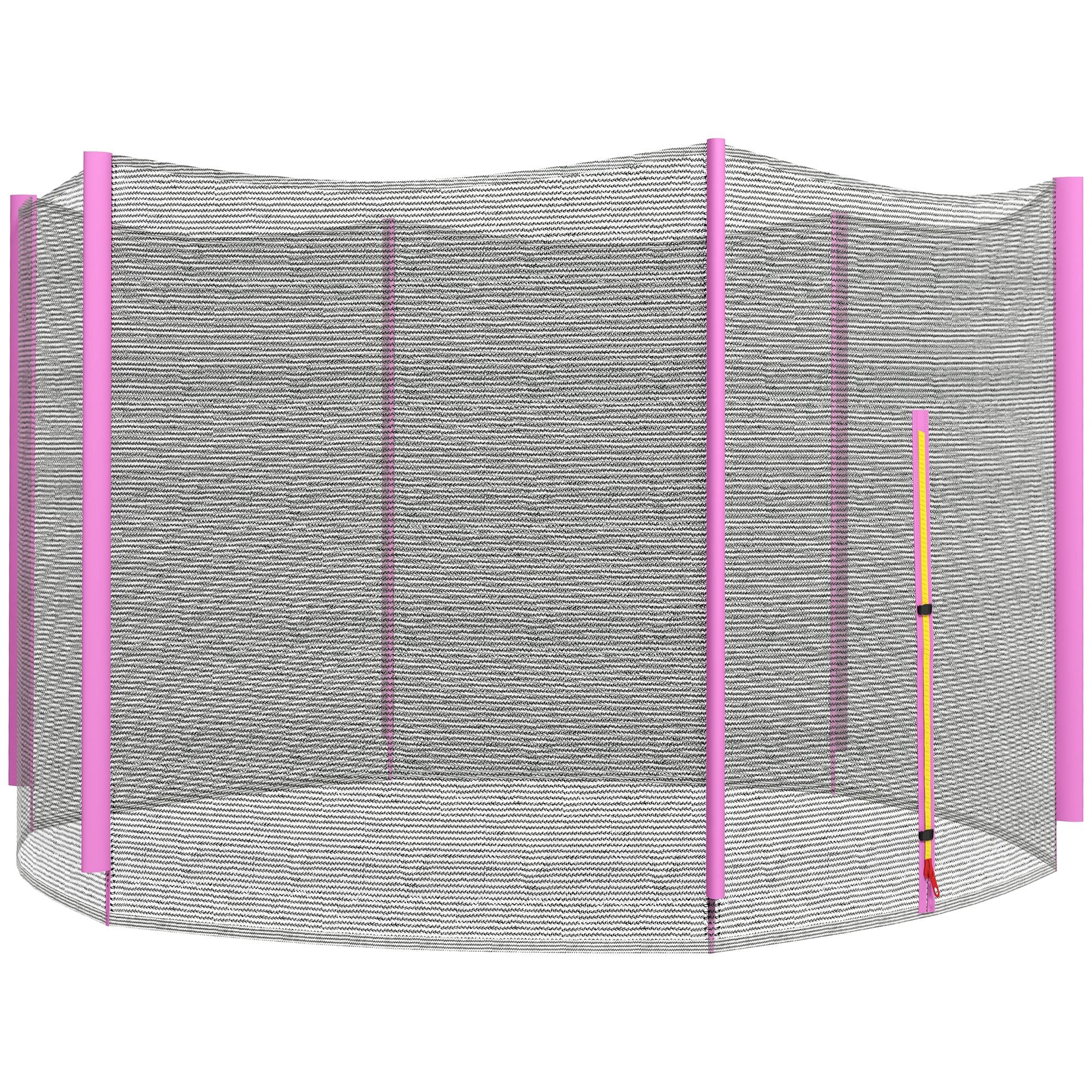 8ft Trampoline Replacement Net with Zipped Entrance & 6 Plastic Pole Covers - Pink