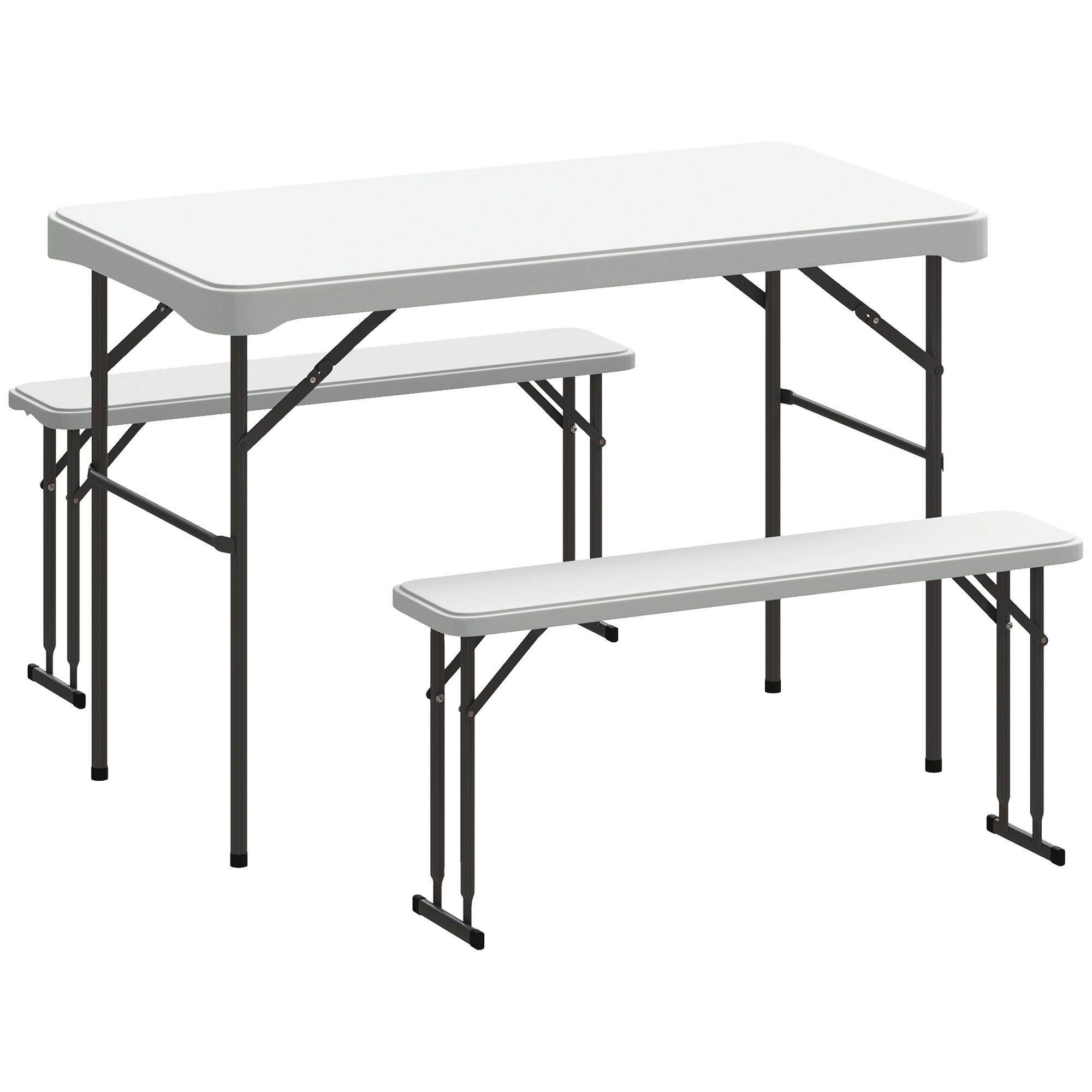 Portable 3 Piece Folding Picnic Table and Bench Set - Light Grey