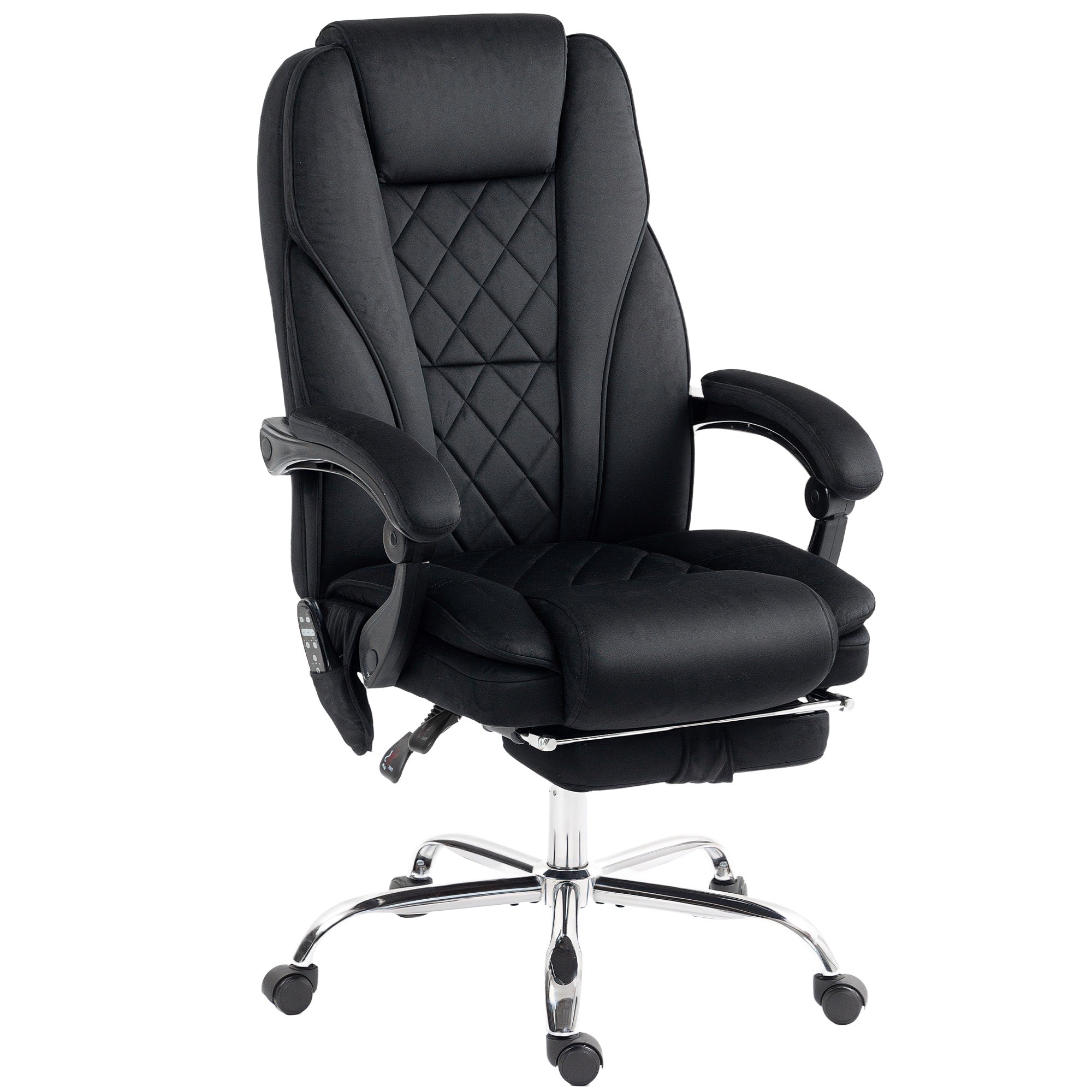 Massage Office Chair, Heated Reclining Computer Chair with Adjustable Height and Footrest, Black