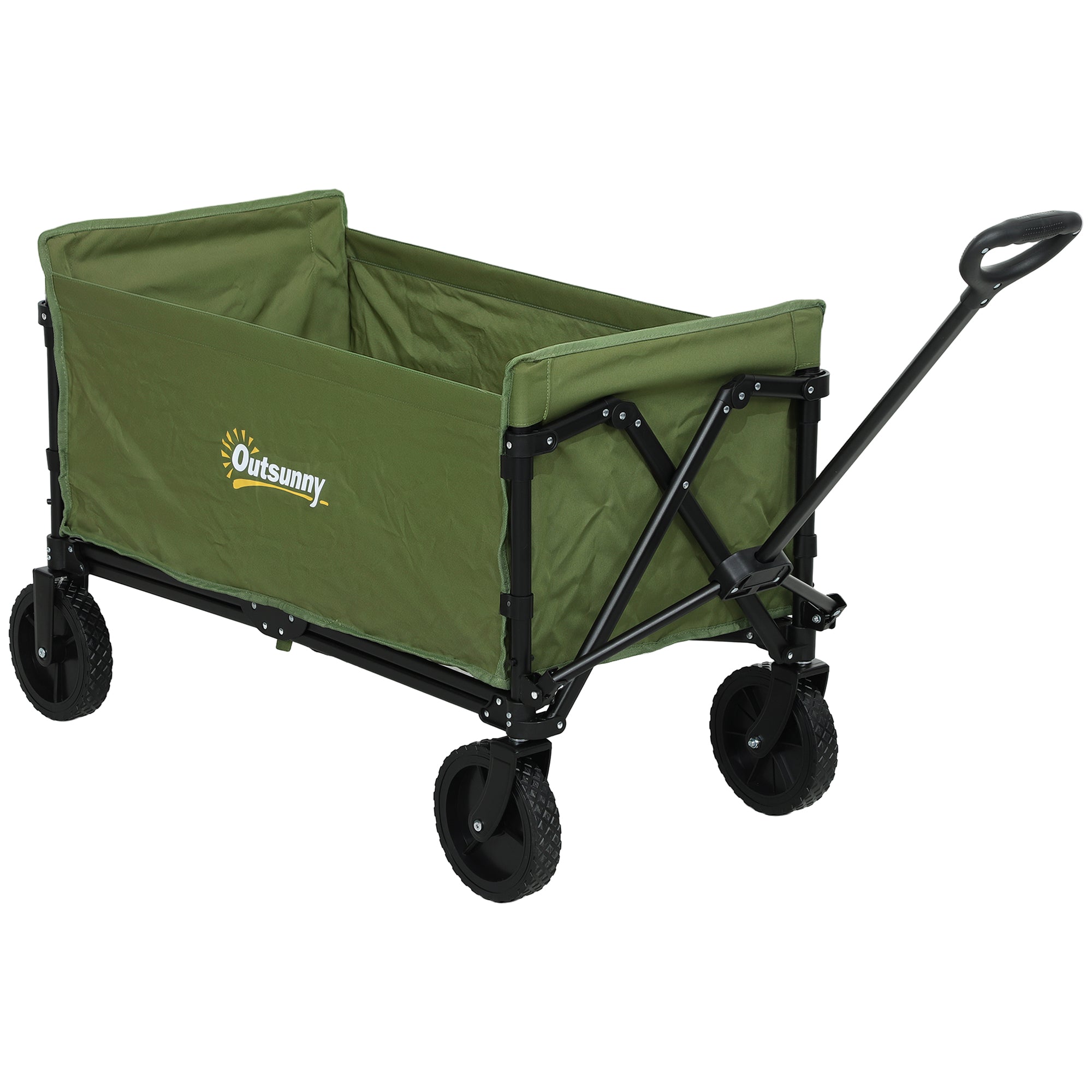 120L Folding Camping Trolley Cart with Adjustable Handle - Green