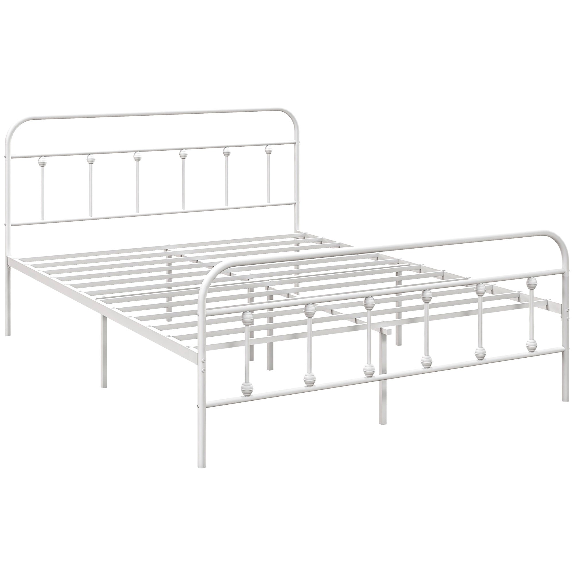 King Size Minimalistic Metal Bed Frame for Spacious Comfort - White