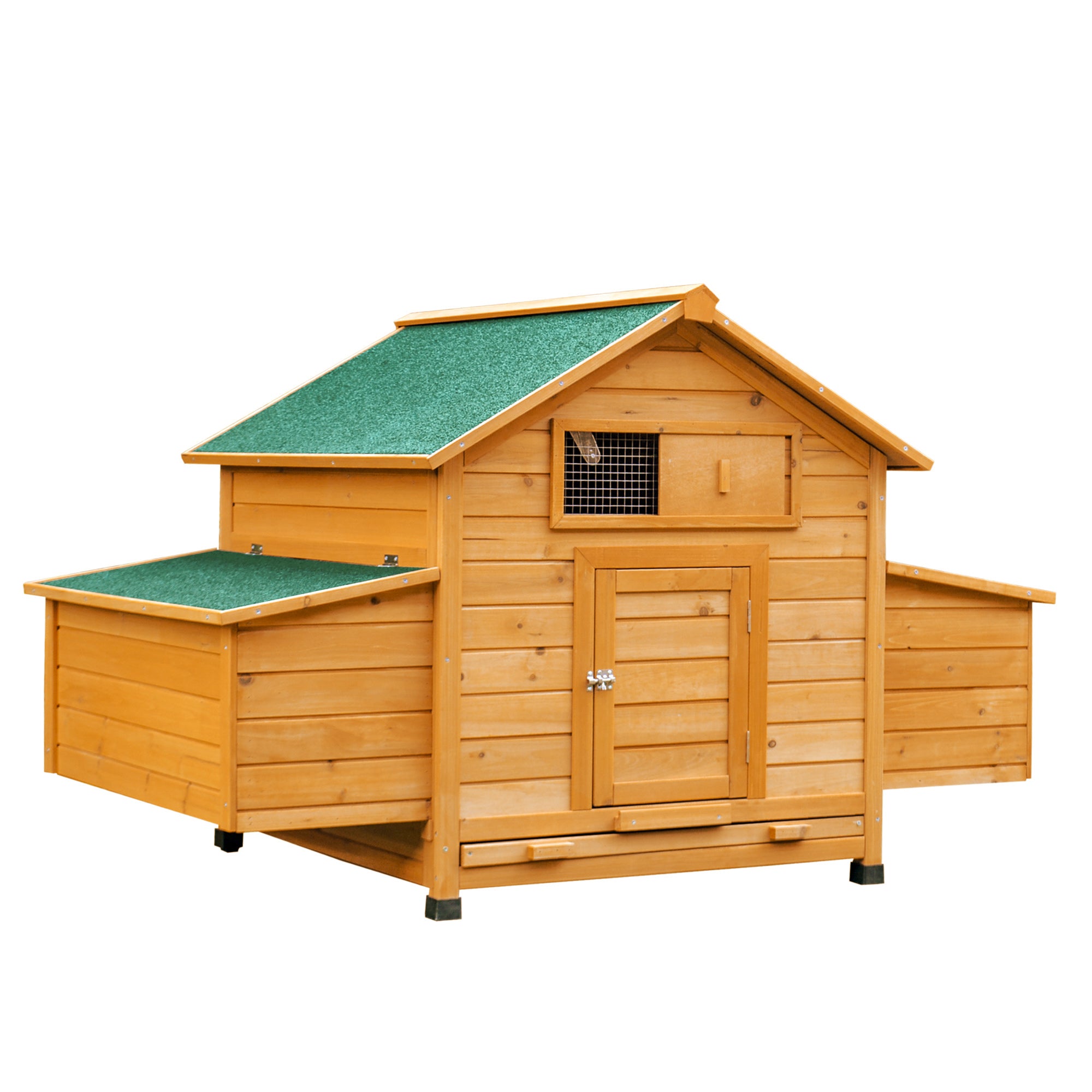 Wooden Chicken Coop with Nesting Boxes, Tray, for 2-4 Chickens, Yellow