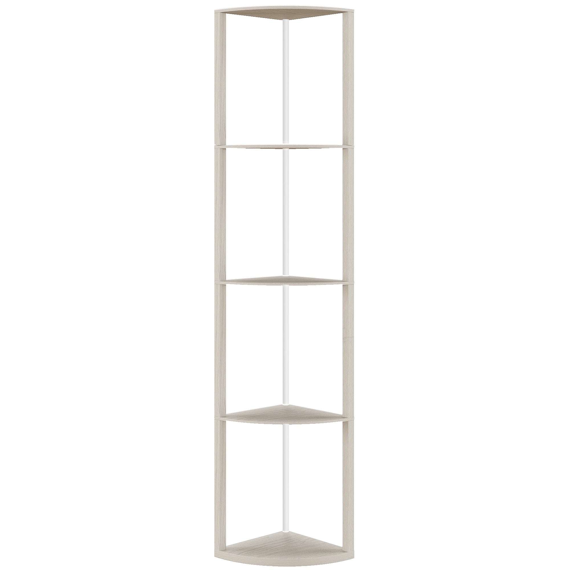 RGB LED Floor Lamp with Shelves, 4-Tier Dimmable Standing Lamp with Remote Control, Oak