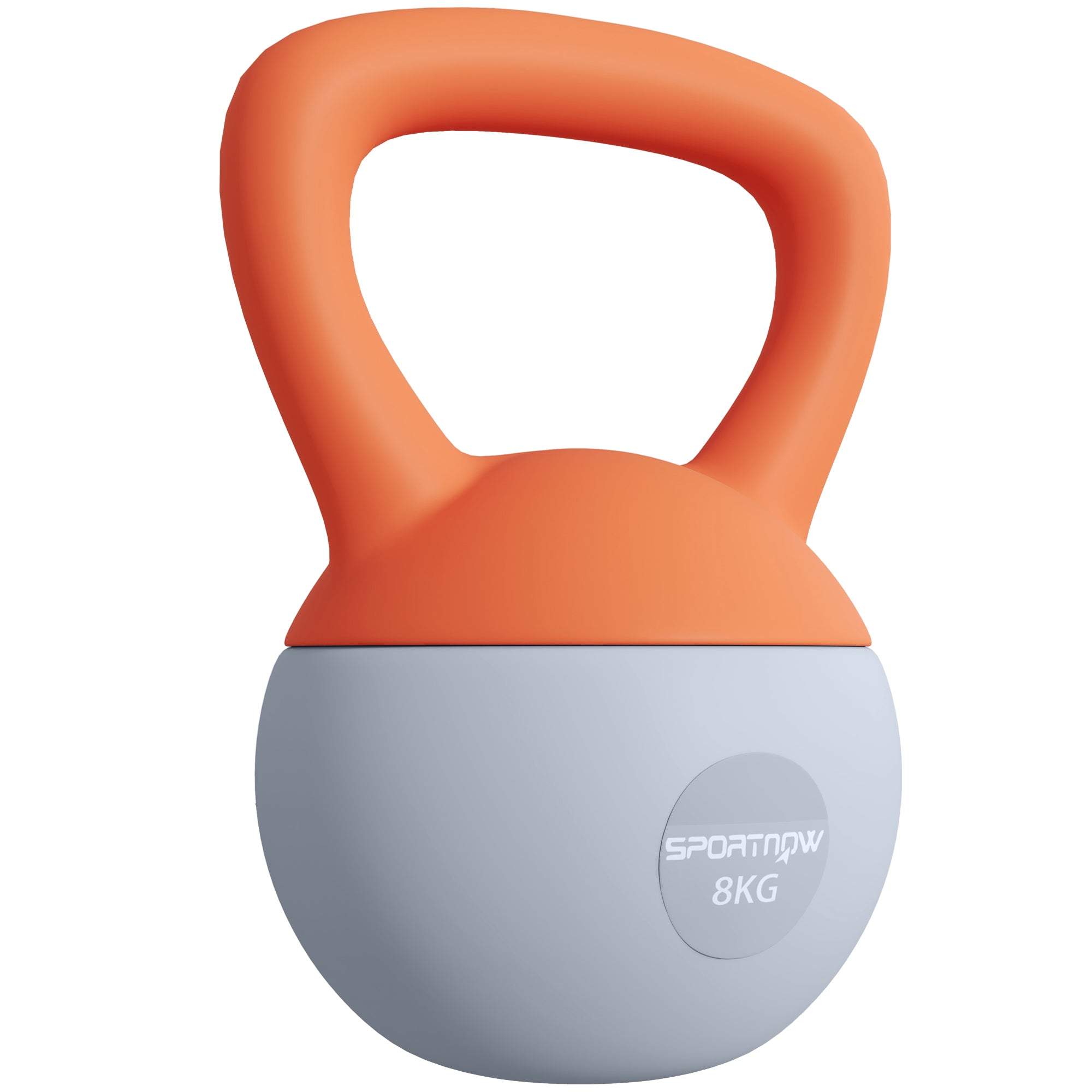 Soft Kettlebell, 8kg Kettle Bell with Non-Slip Handle for Home Gym Weight Lifting and Strength Training, Orange and Grey
