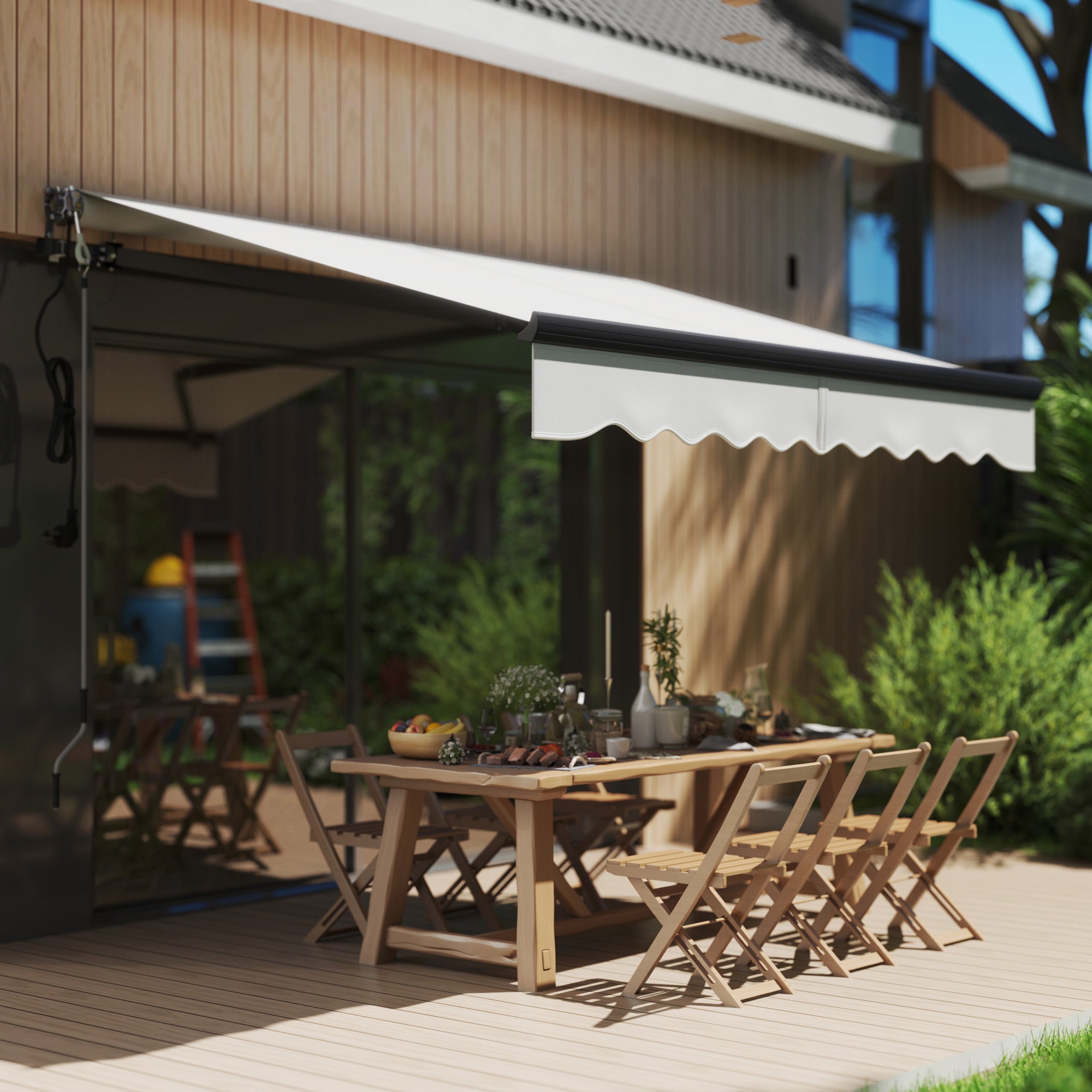 2.5 Metre Electric Retractable Awning Set with Remote Control - Light Grey UV30+