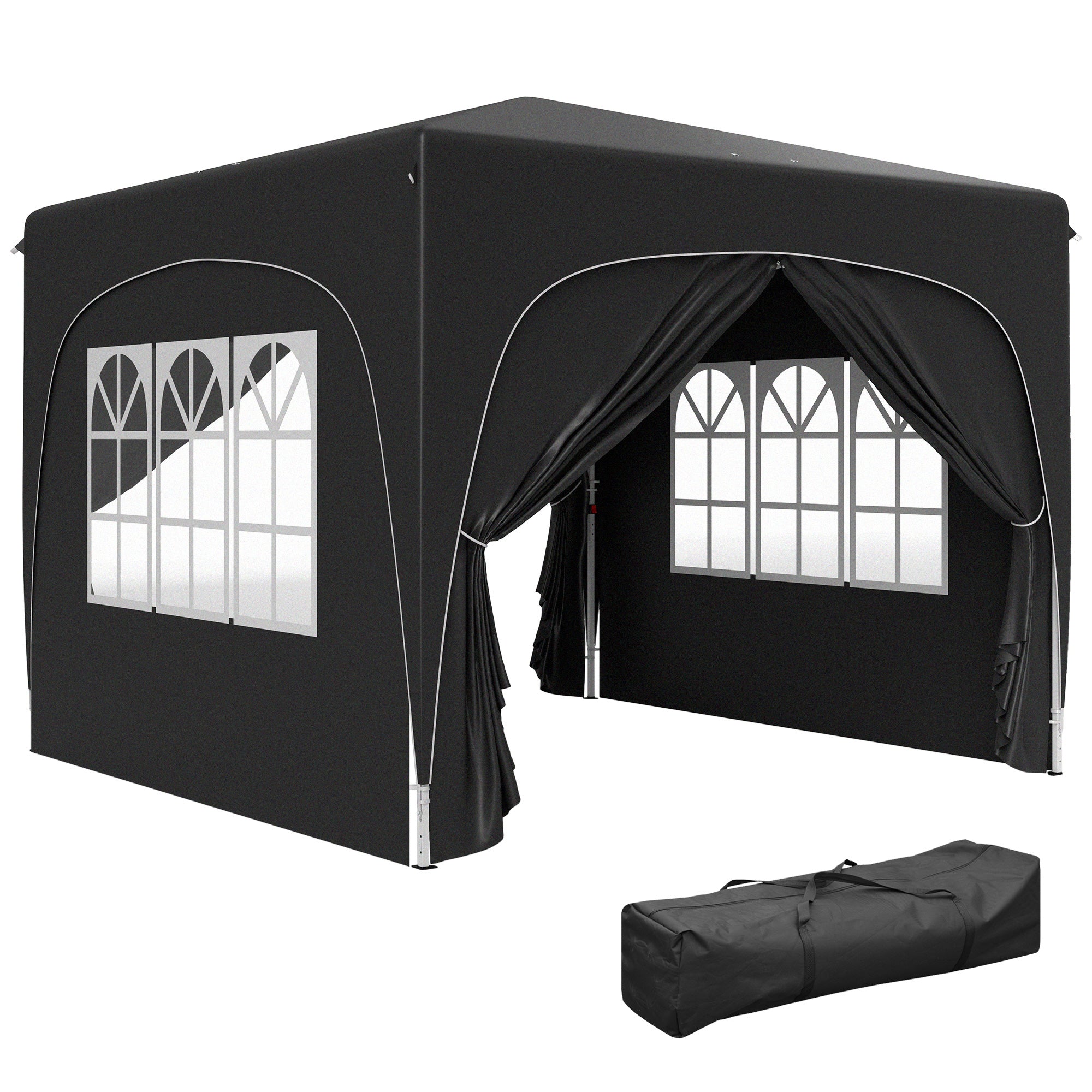 3x3m Pop-Up Gazebo Shelter with UPF50+ Canopy - Black
