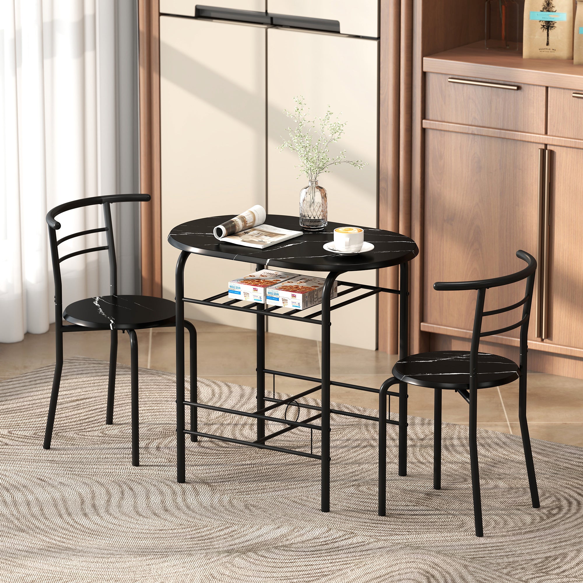 Three-Piece Compact Dining Set - Black