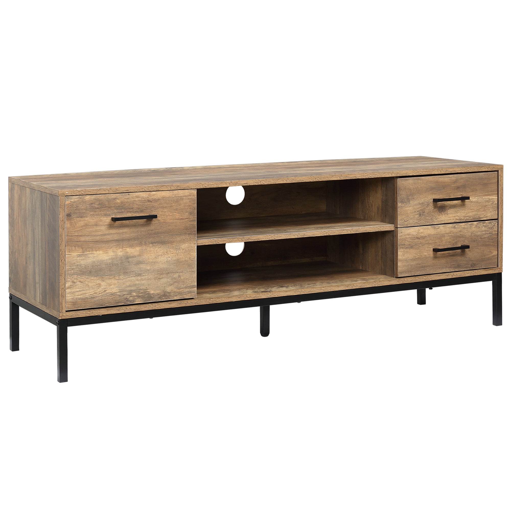 Light Industrial-Style TV Stand Cabinet - Brown/Black