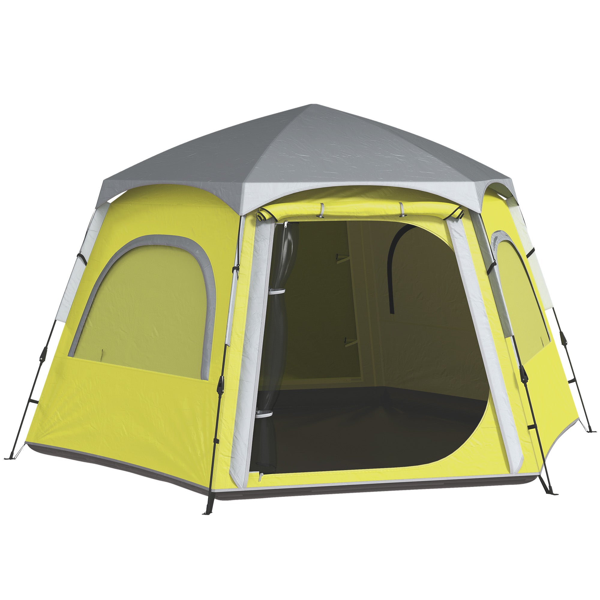 Spacious Instant Camping Tent for 2 to 4 People - Yellow Green