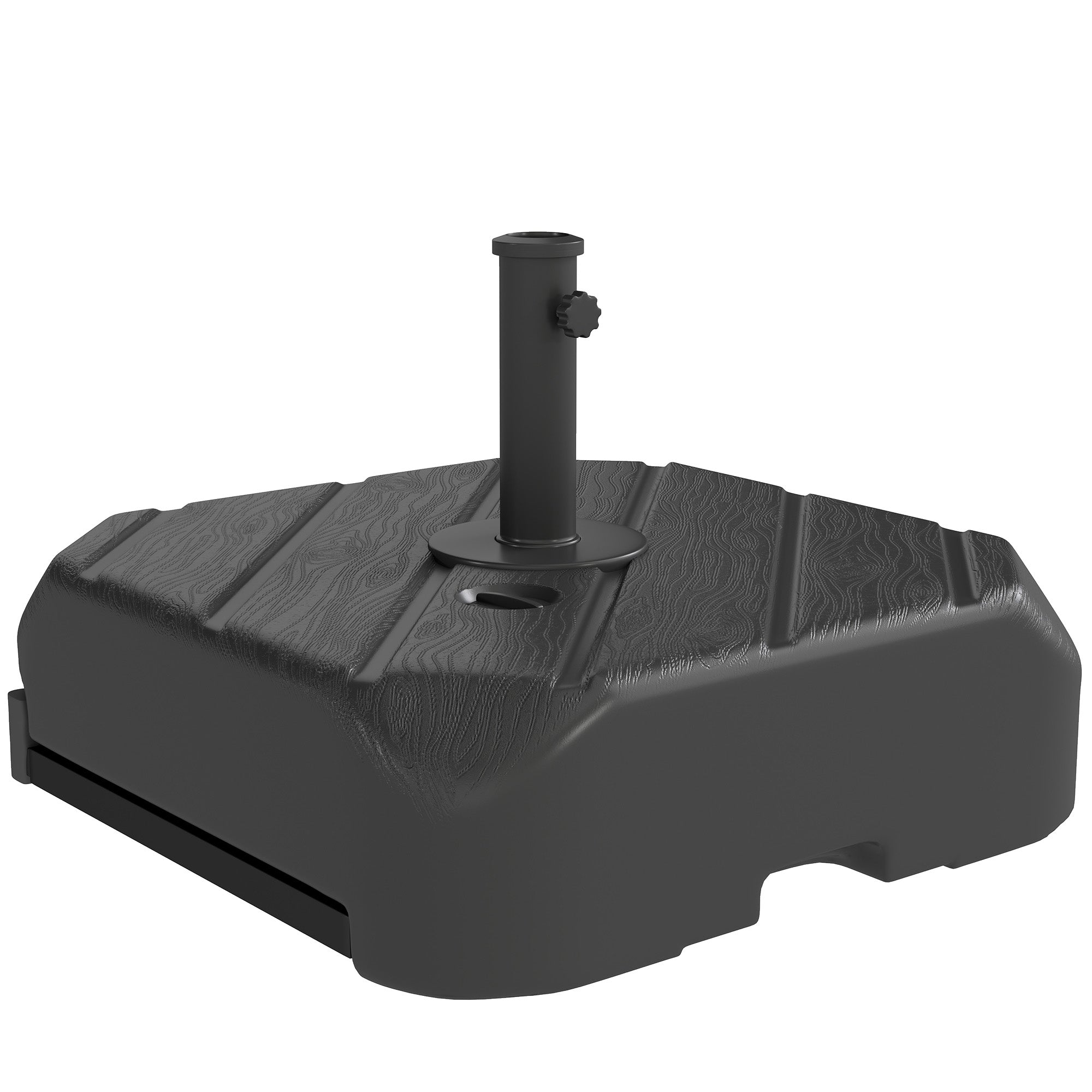 Garden Parasol Base with Wheels, Telescopic Handle, 72 kg /45 kg Fillable Sun Umbrella Base Parasol Stand, Black