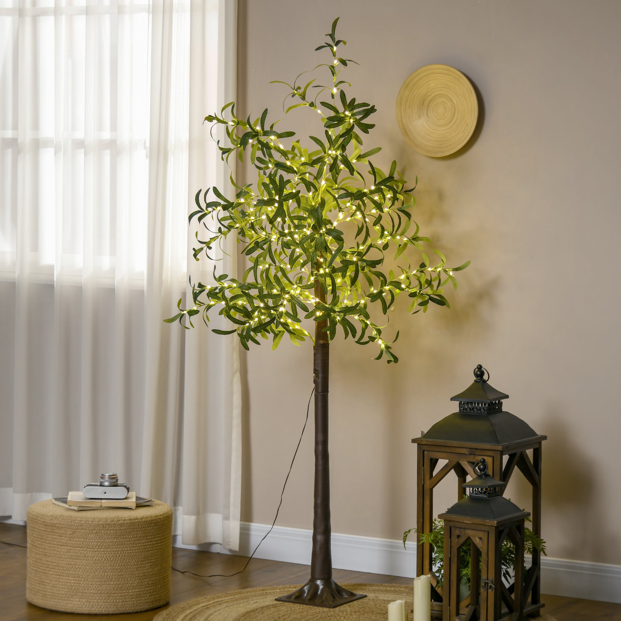300 LED Light Decorative Artificial Olive Tree - Green