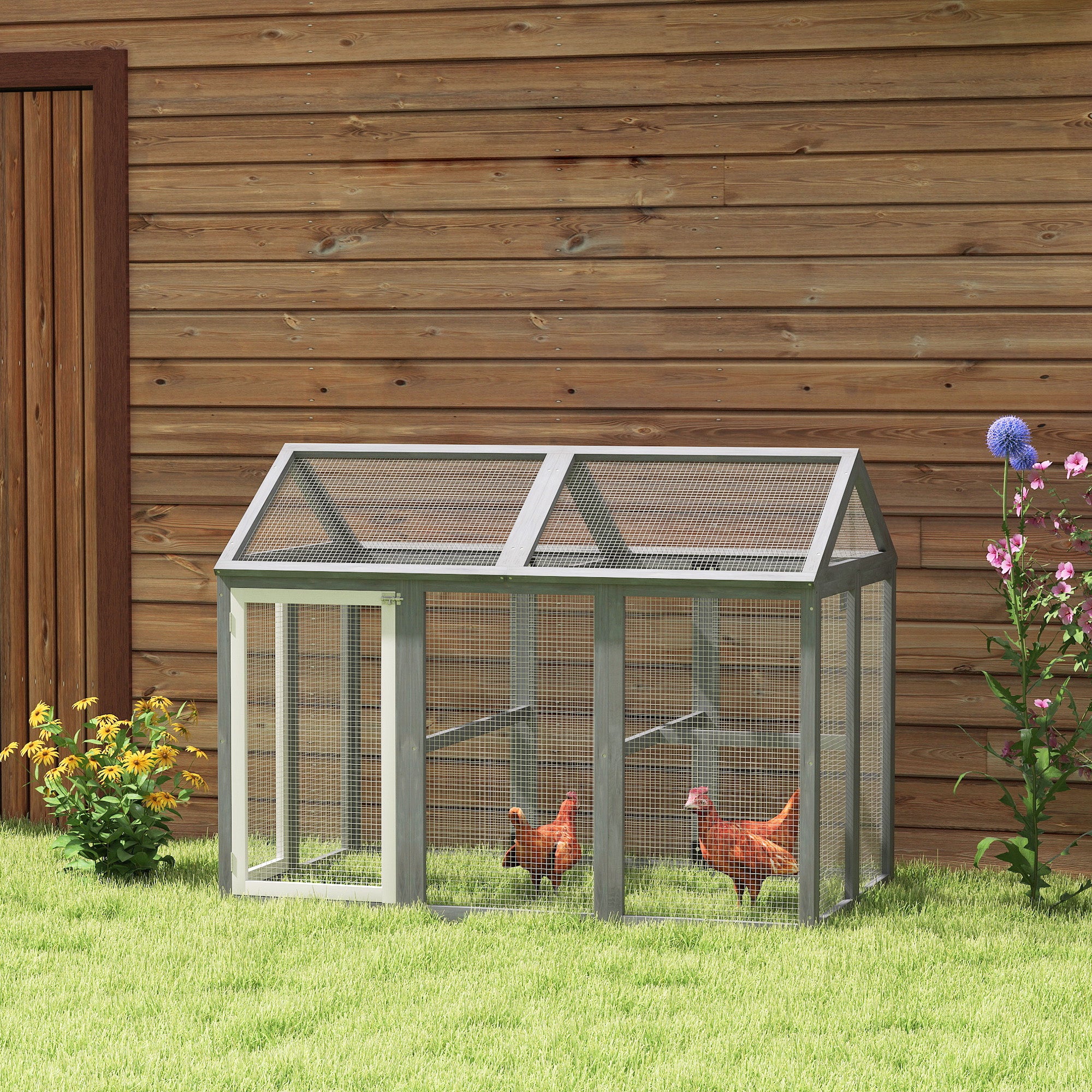 Large Chicken Run, Wooden Chicken coop, with Combinable Design - Wood Effect