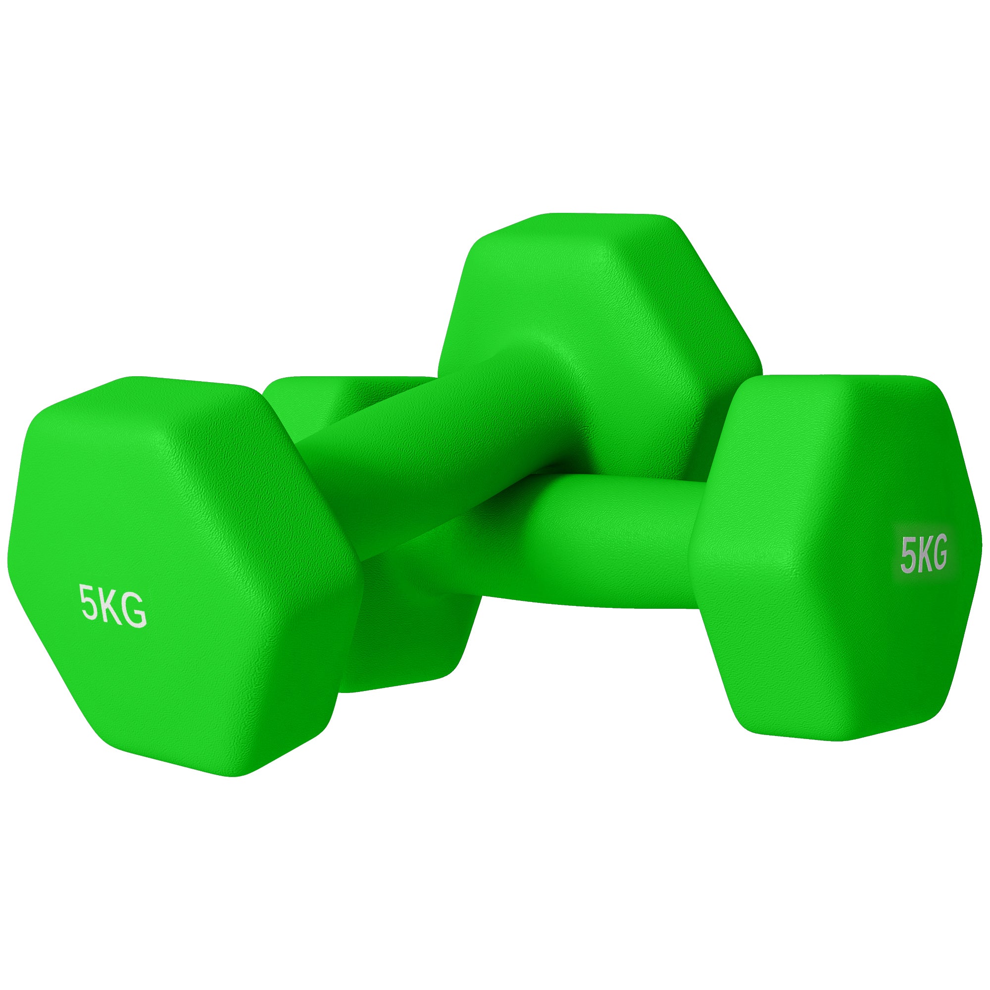 2 Piece 5kg Hexagonal Dumbbell Set with Non-Slip Grip - Green