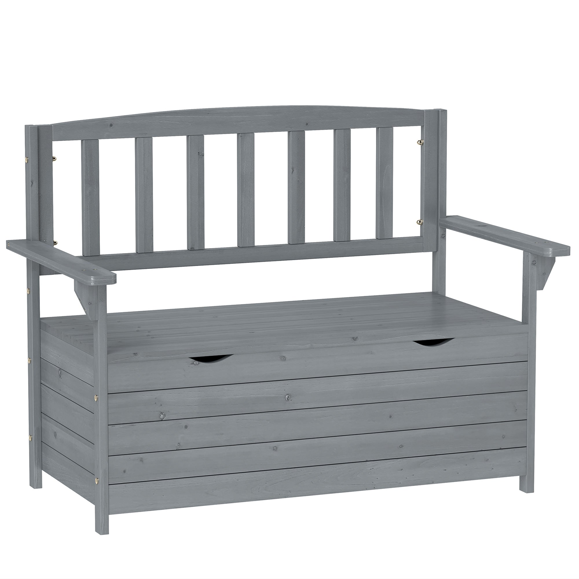 Two-Seater Garden Storage Bench with High Backrest - Grey