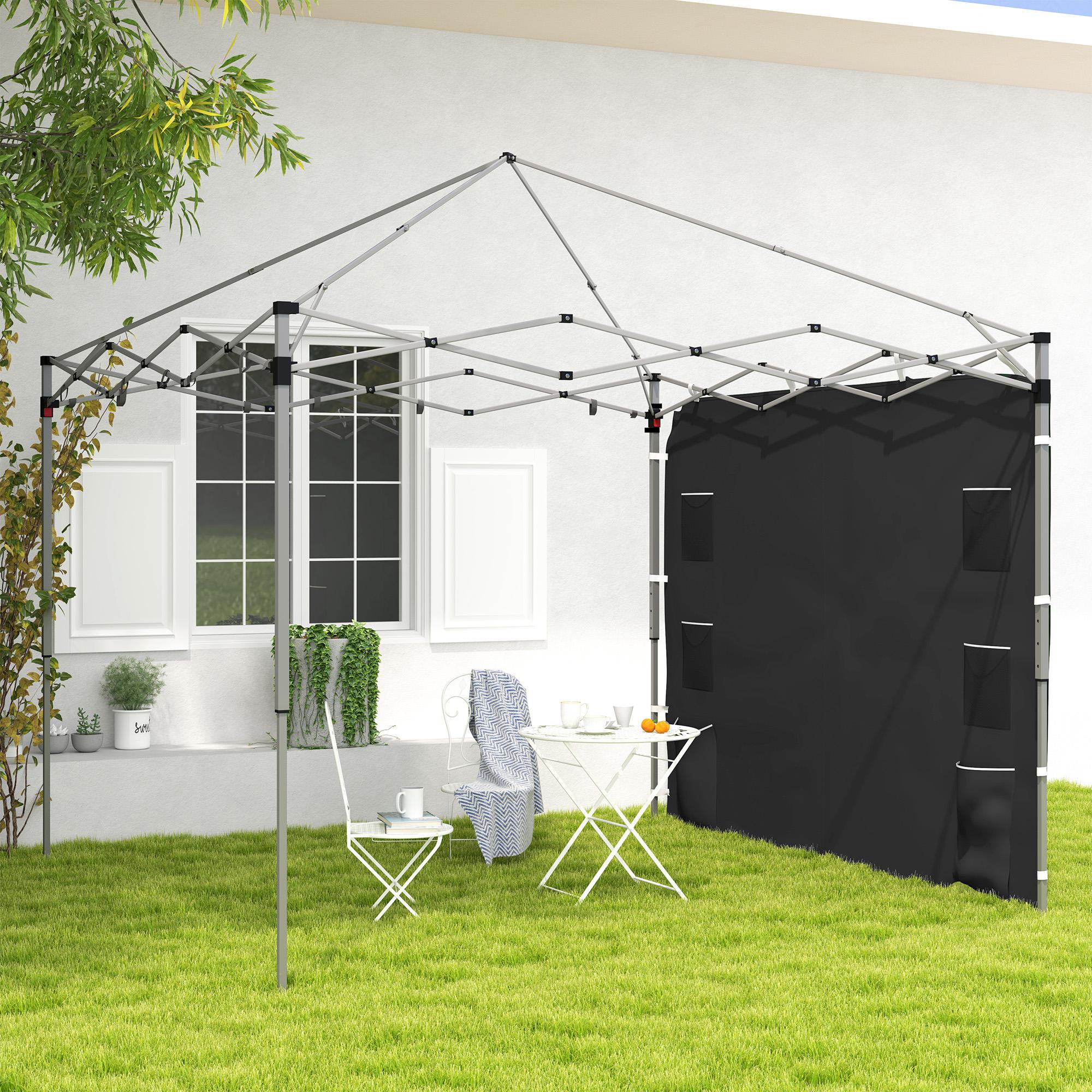 Replacement Gazebo Sidewall 195 x 295 cm with Storage Pockets - Black