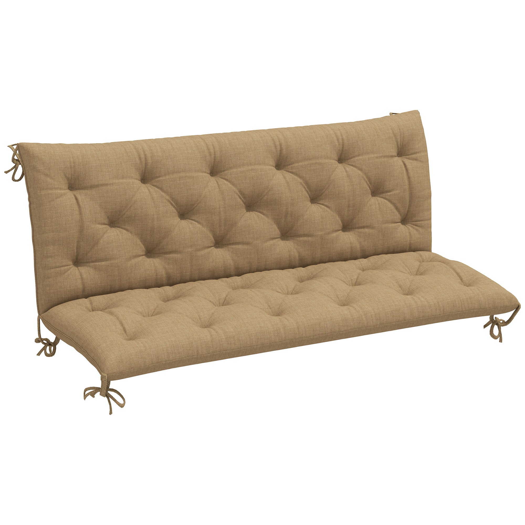 Three-Seater Bench Cushion 150cm with Tie Fastenings - Khaki