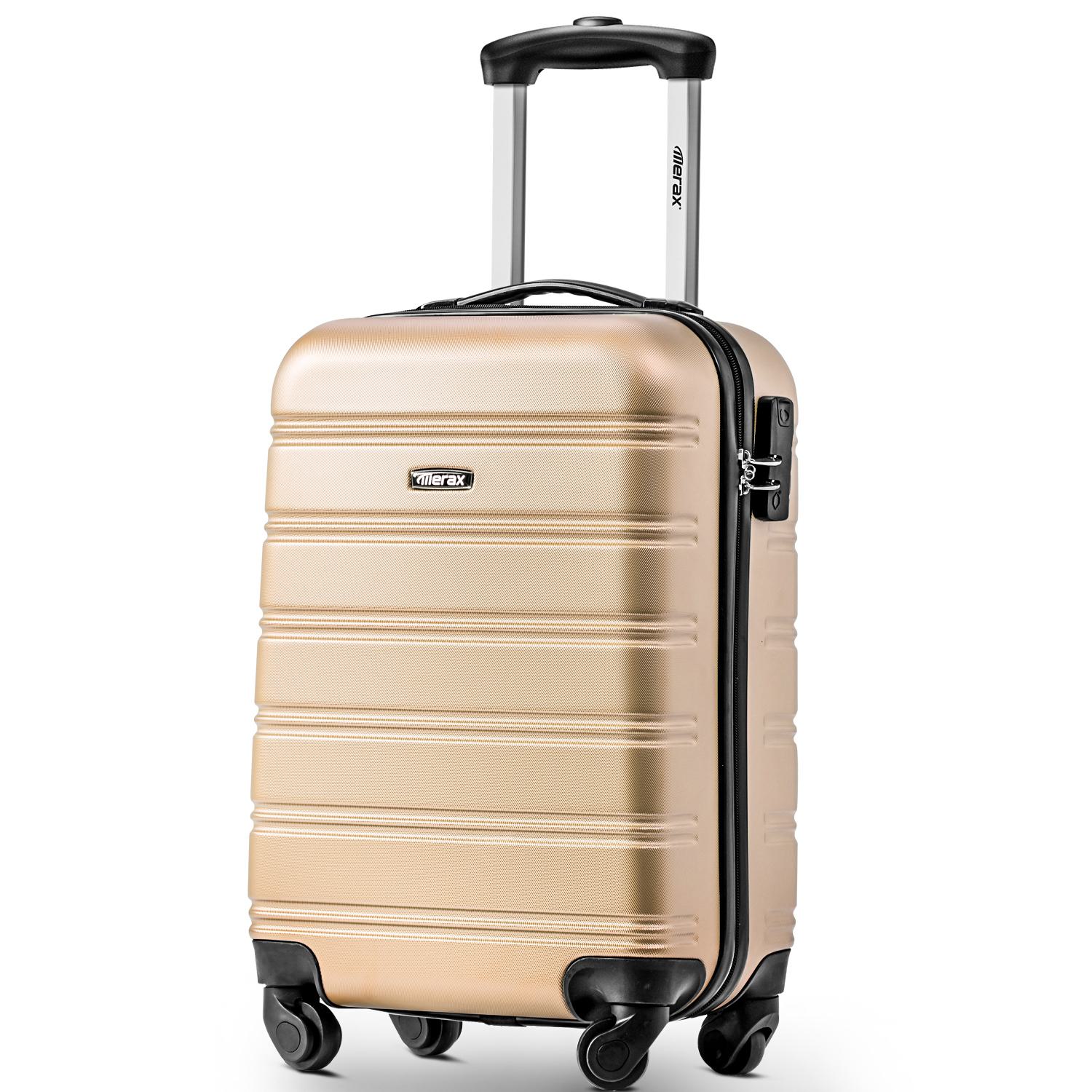 20" 4-Wheel ABS Hard Shell Travel Trolley Suitcase with Silent Universal Wheels, Luggage with Combination Lock, 35L × 23W × 57H cm, Golden