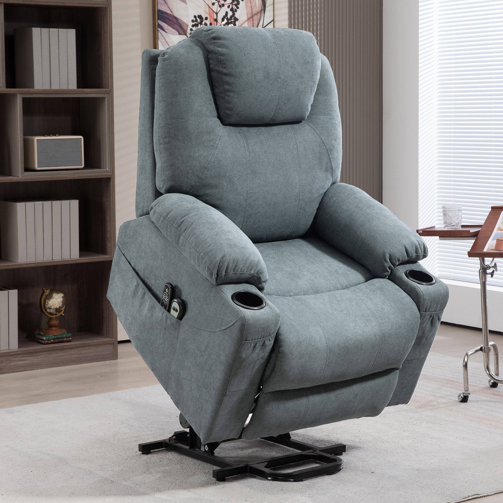Lift-and-Recline Massage Armchair with Heat and 8-Point Vibration Massage - Grey