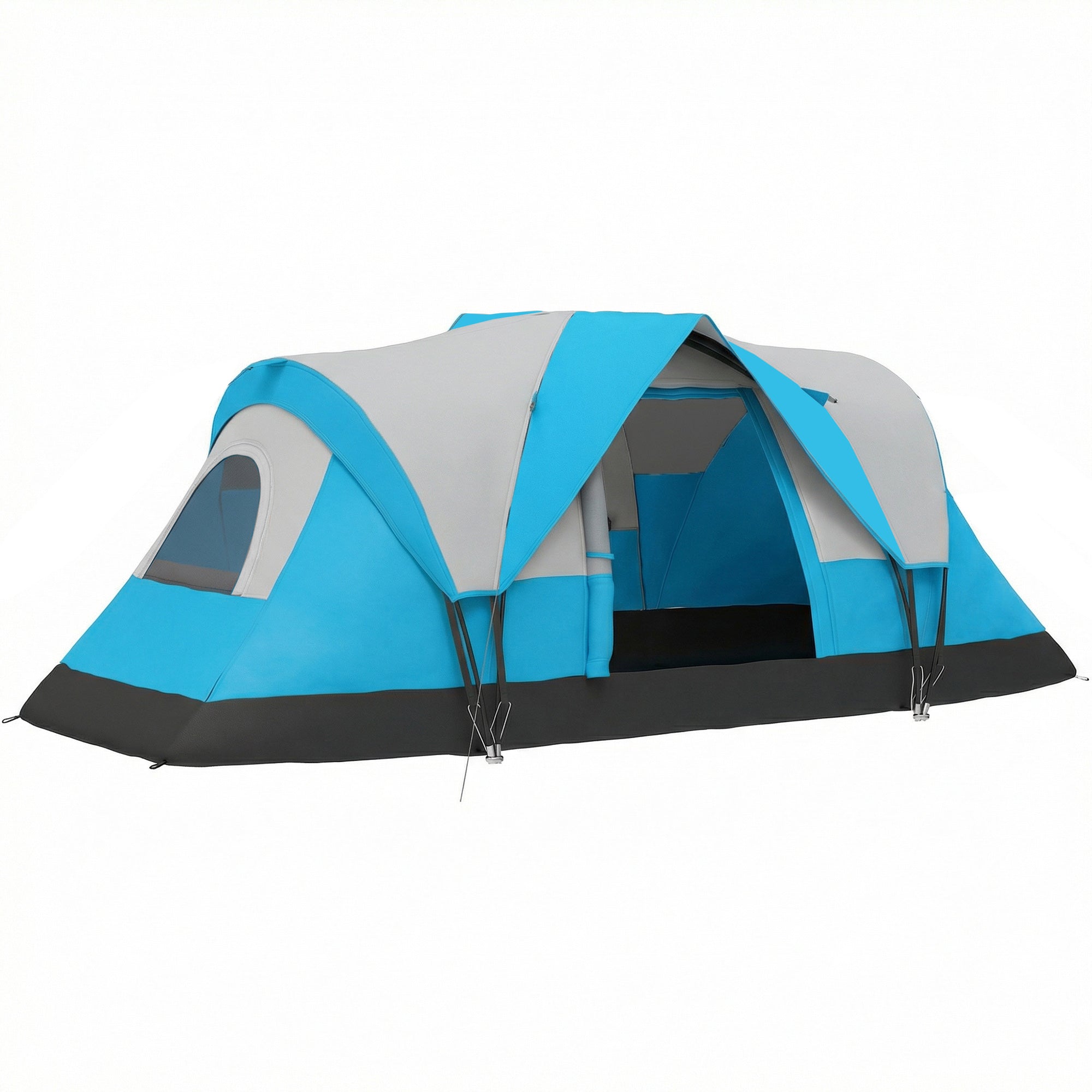 5-6 Man Camping Tent, Tunnel Tent, Water Resistant Hiking Shelter with Groundsheet and Carry Bag, Light Blue