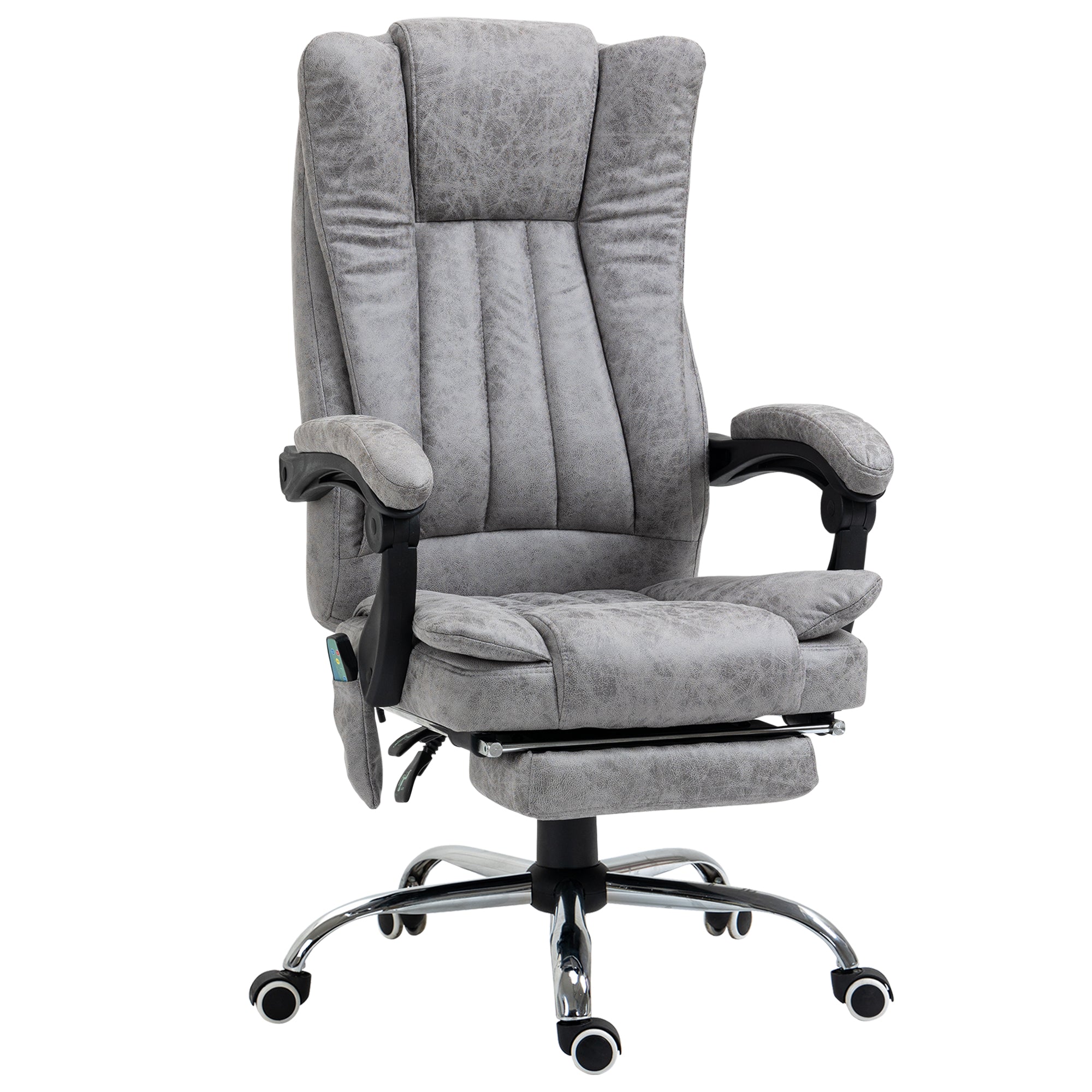 6 Point Vibrating Massage Office Chair with Heat, Breathable Faux Leather Office Chair with High Back, Height Adjustable Grey