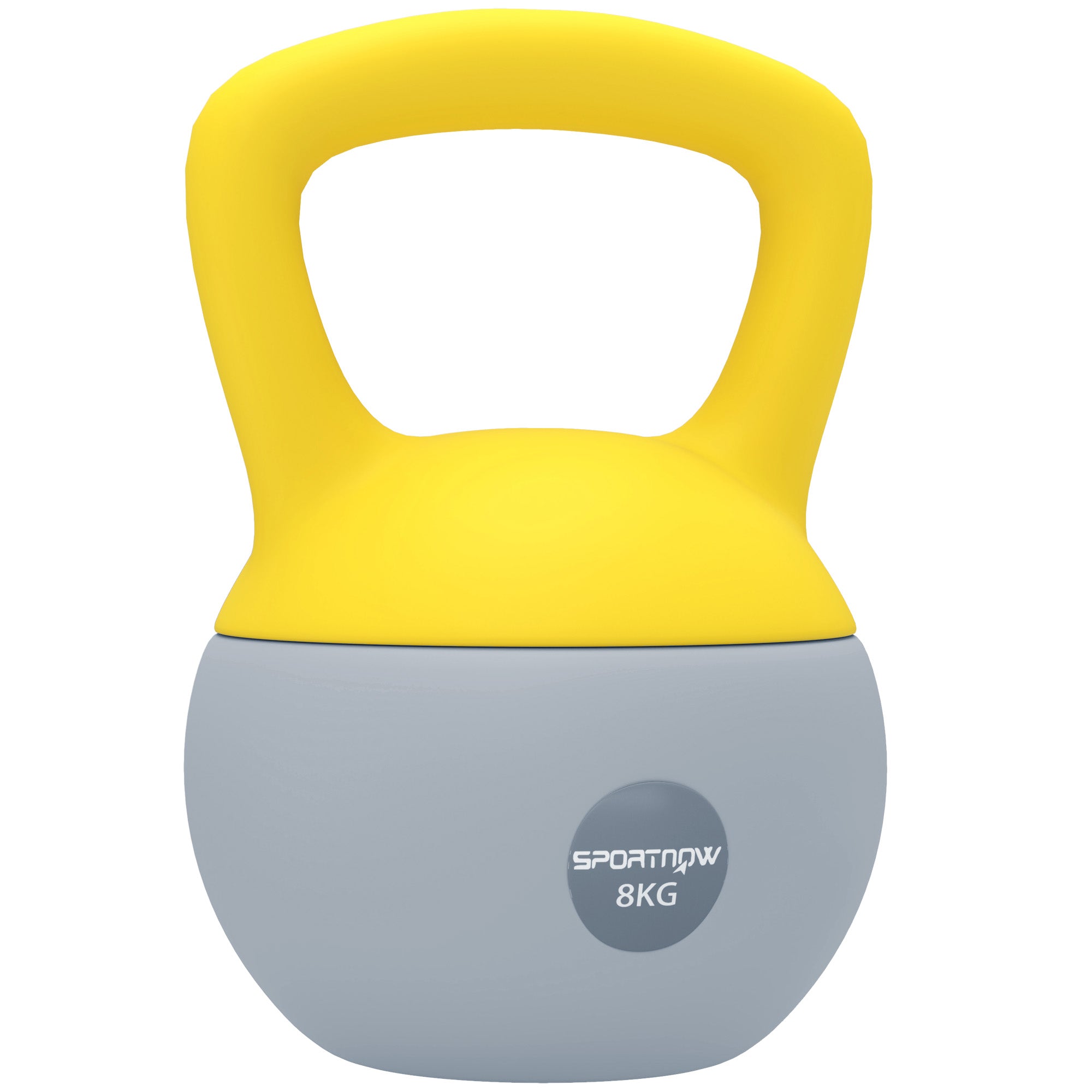 Soft Kettlebell, 8kg Kettle Bell with Non-Slip Handle for Home Gym Weight Lifting and Strength Training, Yellow and Grey