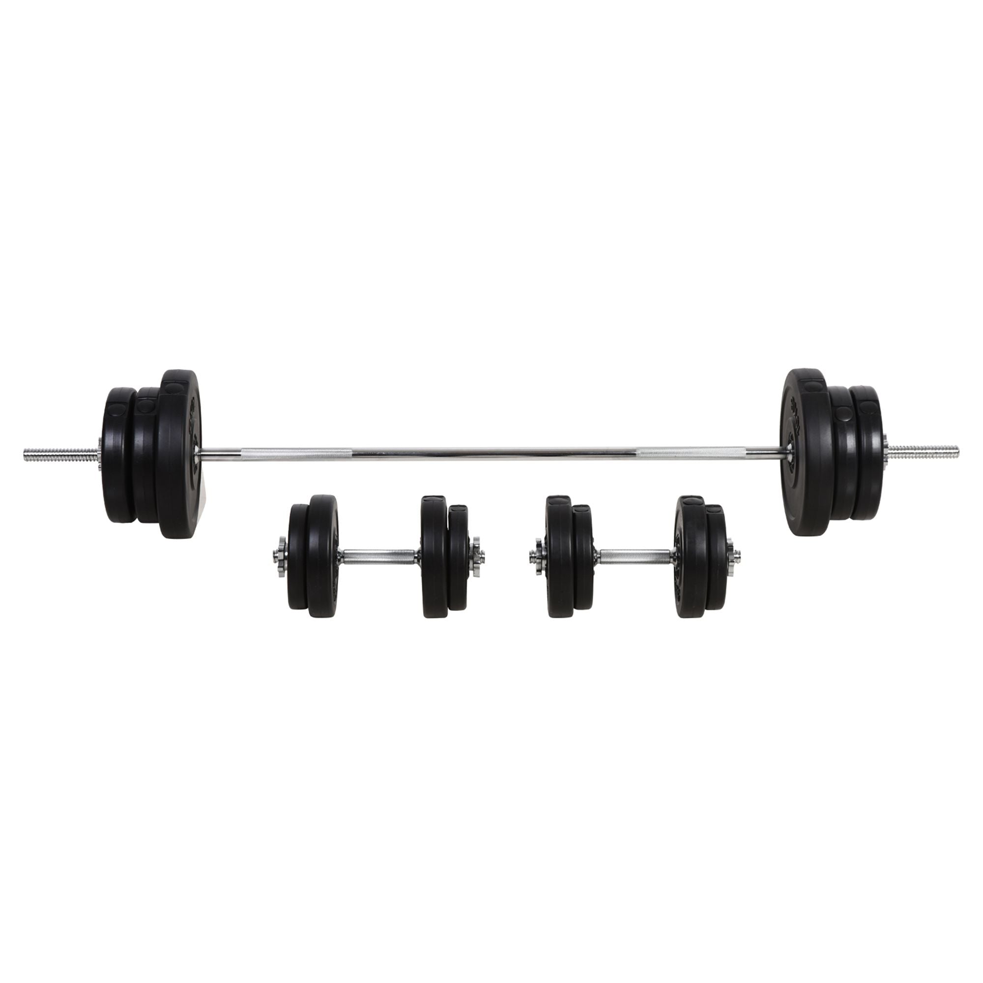65kg Adjustable Dumbbell and Barbell Set for Home Gym - Black