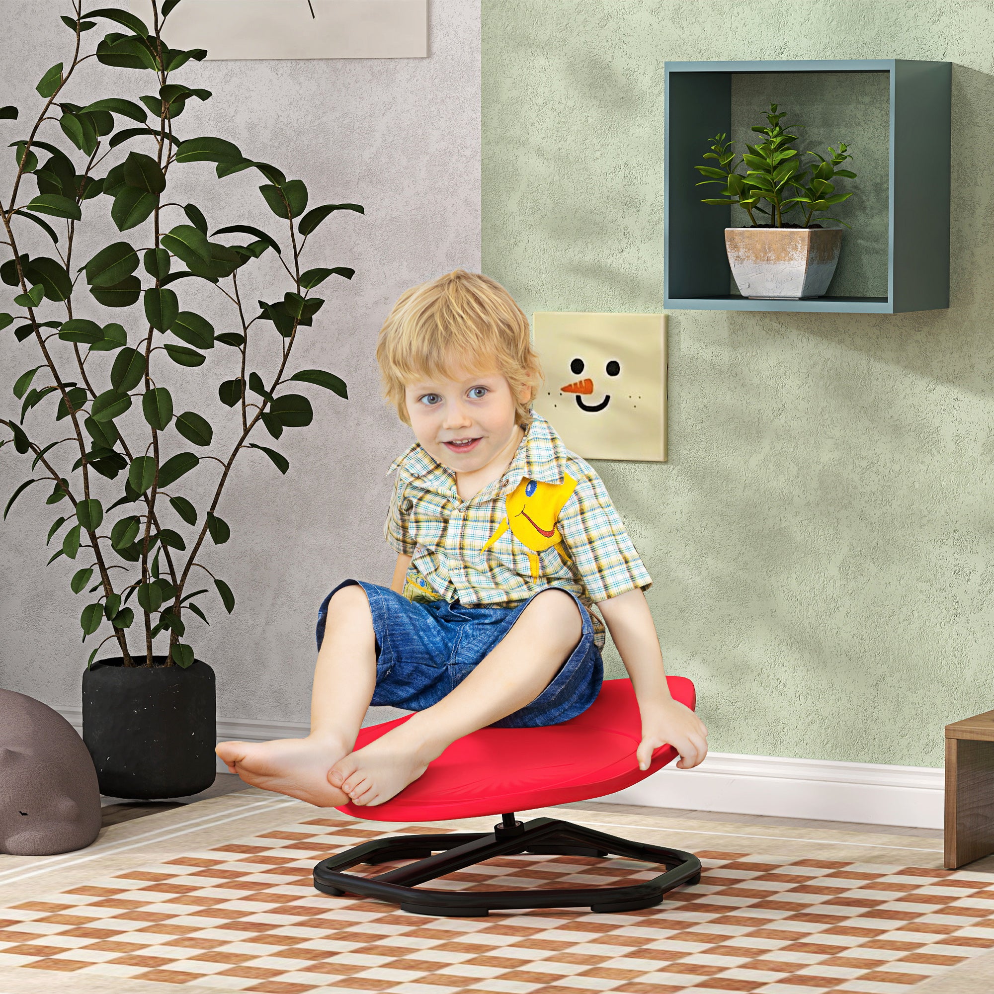 Sensory Spinning Chair for Toddlers with Multiple Modes - Red