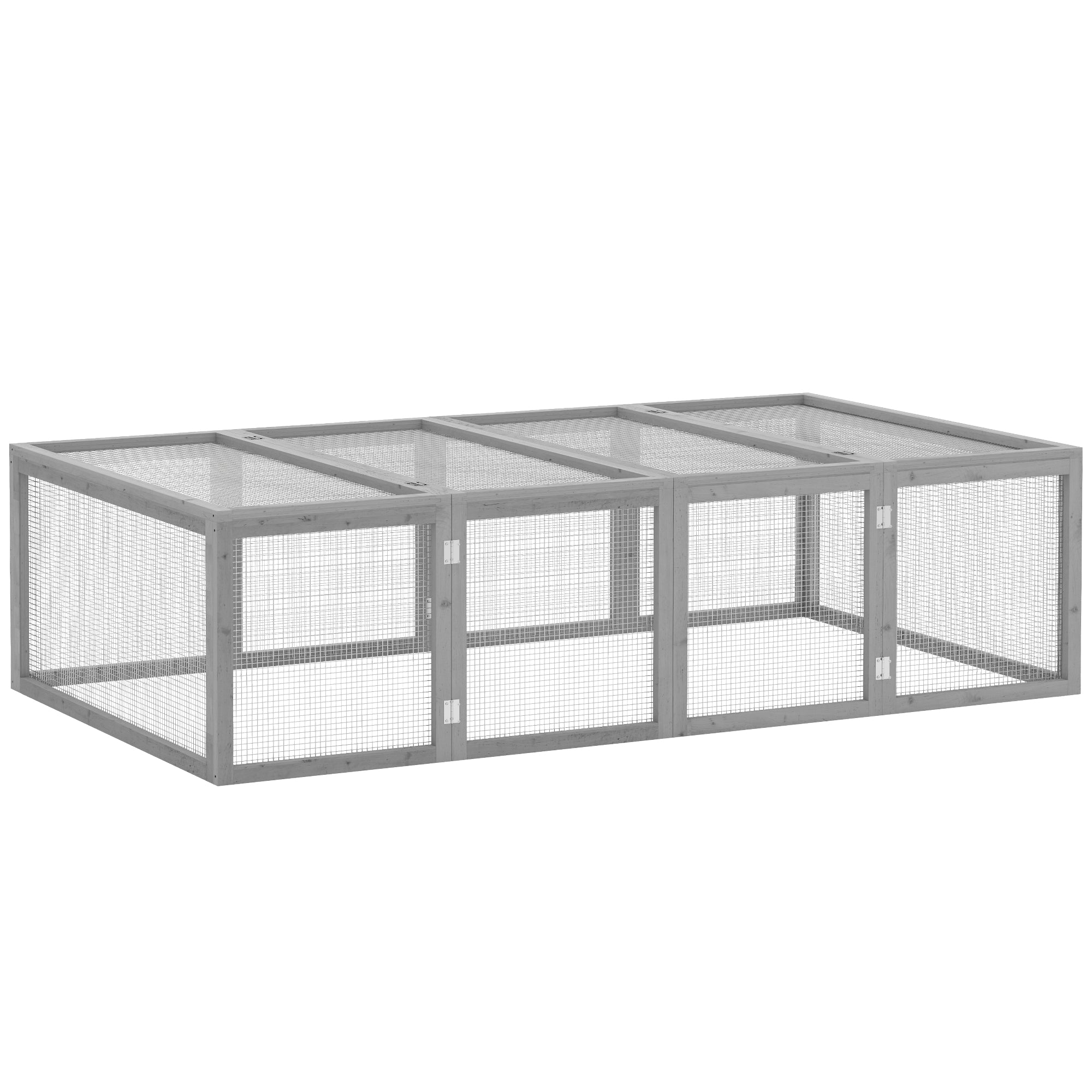 6ft Wooden Rabbit Hutch Cage with Wire Mesh and Openable Roof for Outdoor - Grey