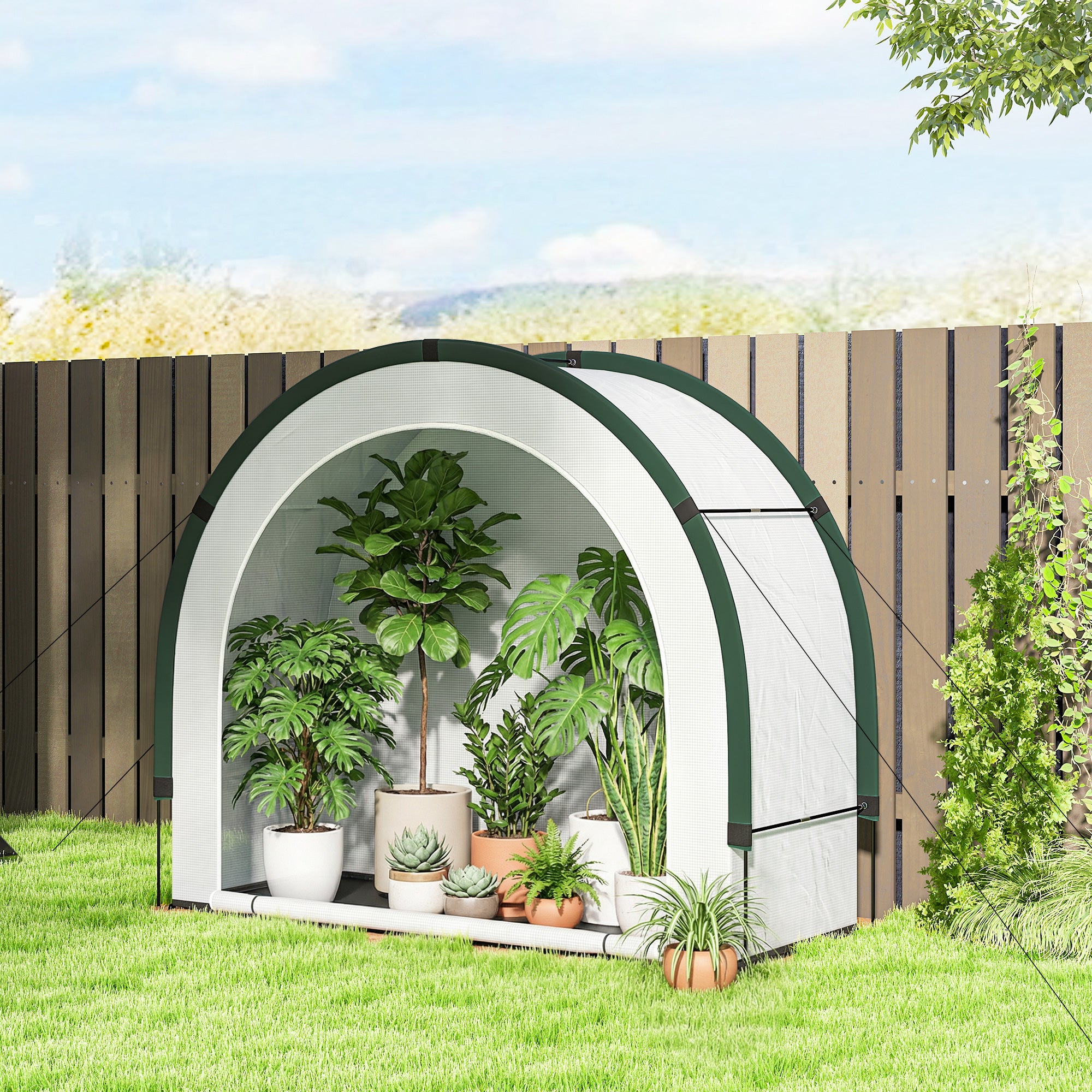 Foldable Small Greenhouse, Portable Green House Mini Greenhouse with Zipper Door, PE Base, 200 x 80 x 164 cm, Green