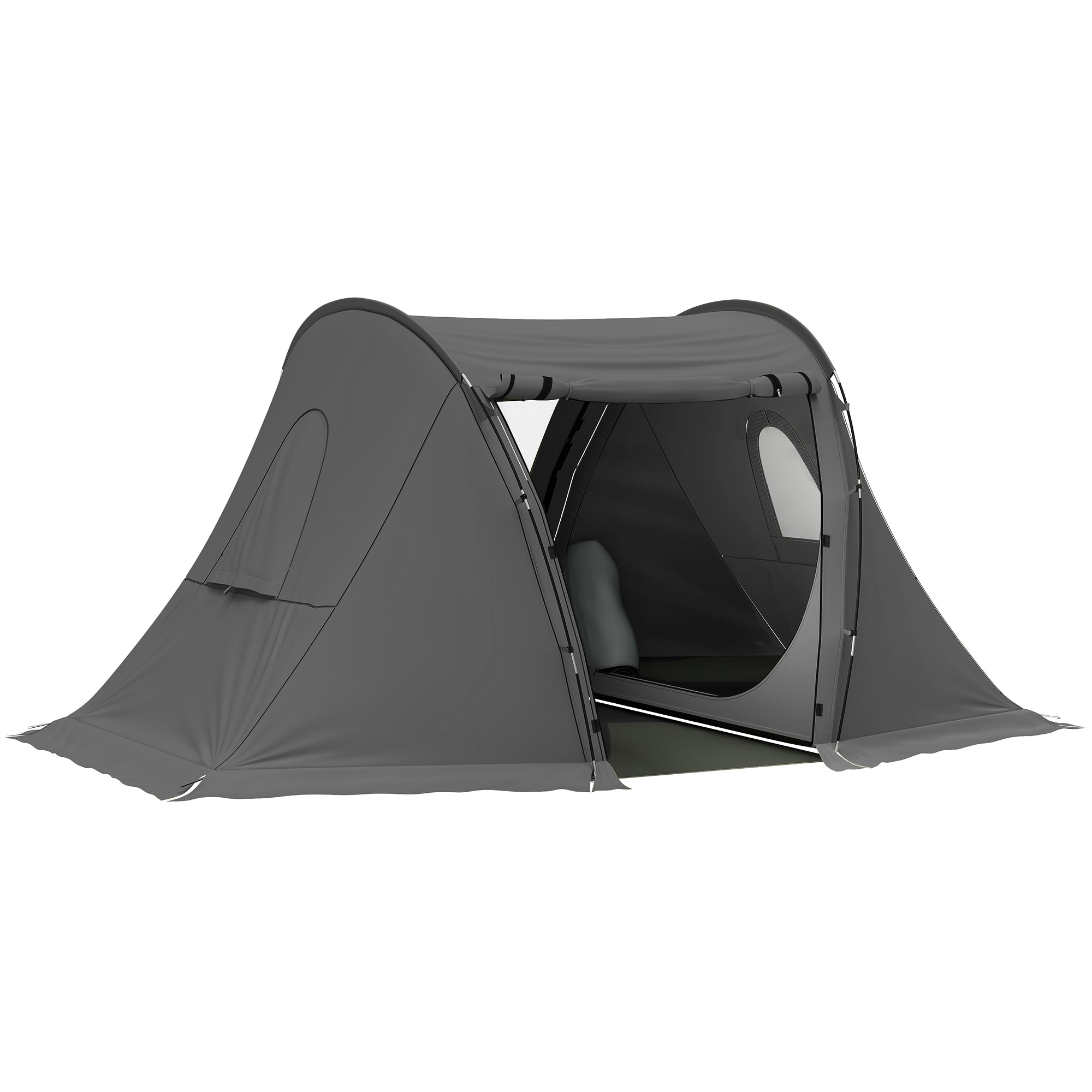 Waterproof 3 Man Camping Tent with Living Area - Dark Grey