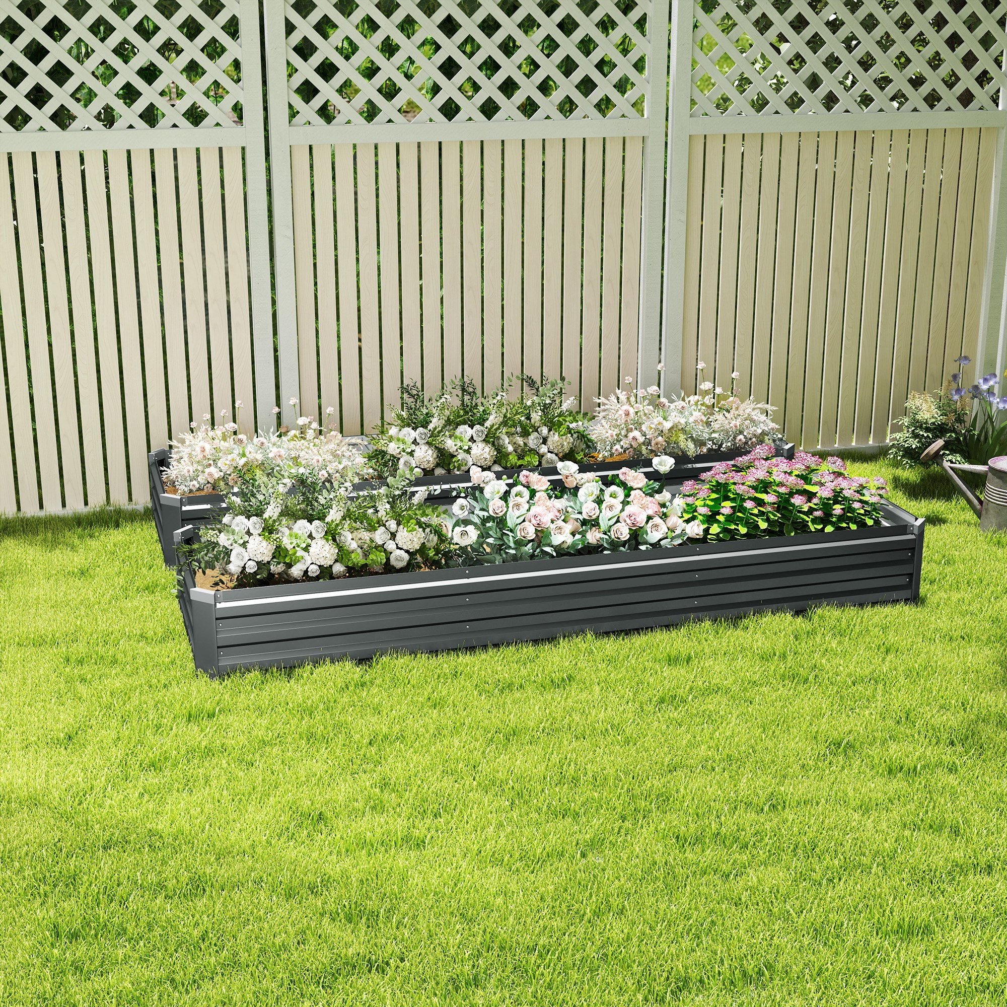 60 x 240cm Galvanised Steel Planter, with Open Bottom, Pack of 2