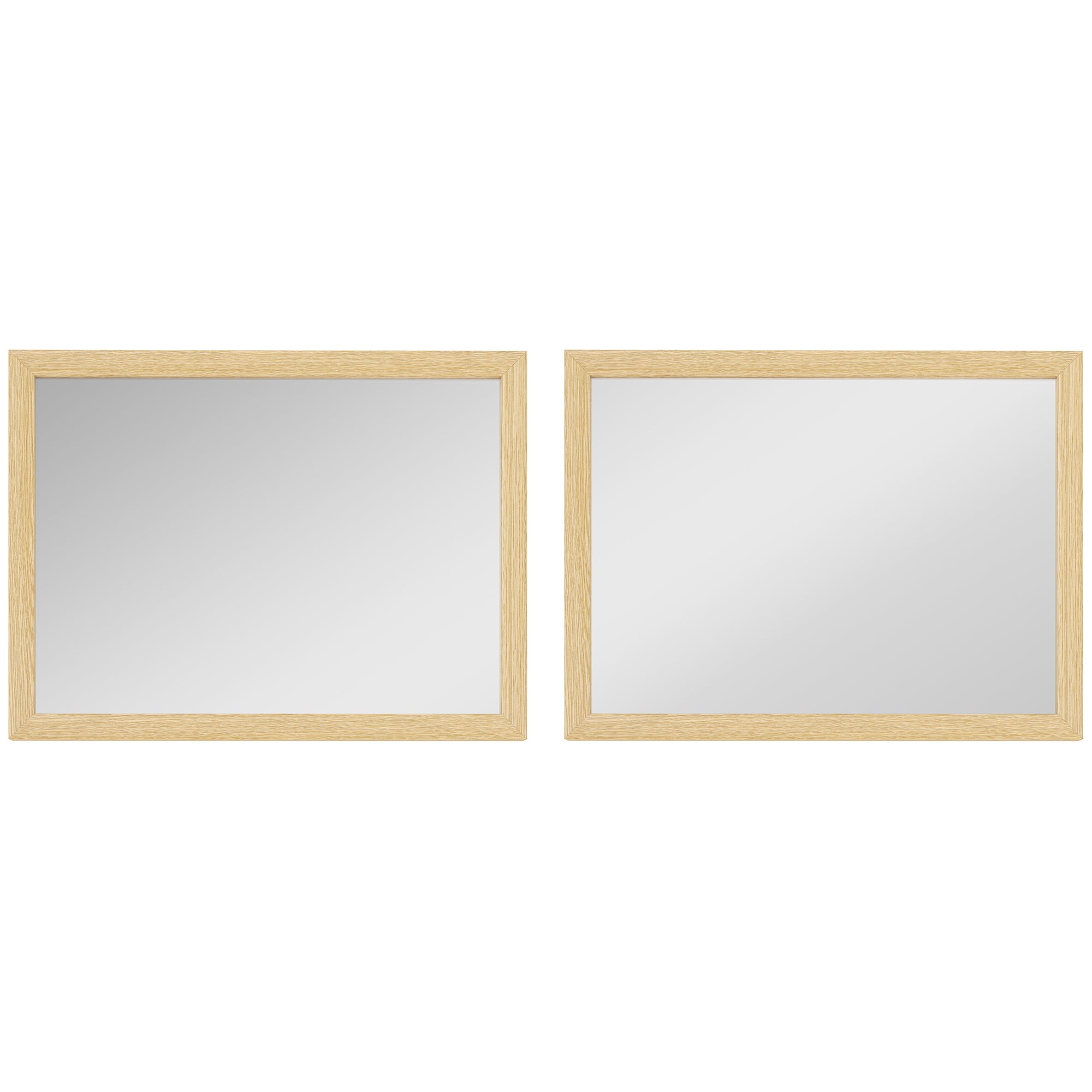 Wall Bathroom Mirror, 30 x 40 cm Wall-Mounted Mirror for Living Room, Bedroom, Hallway, Set of 2, Natural