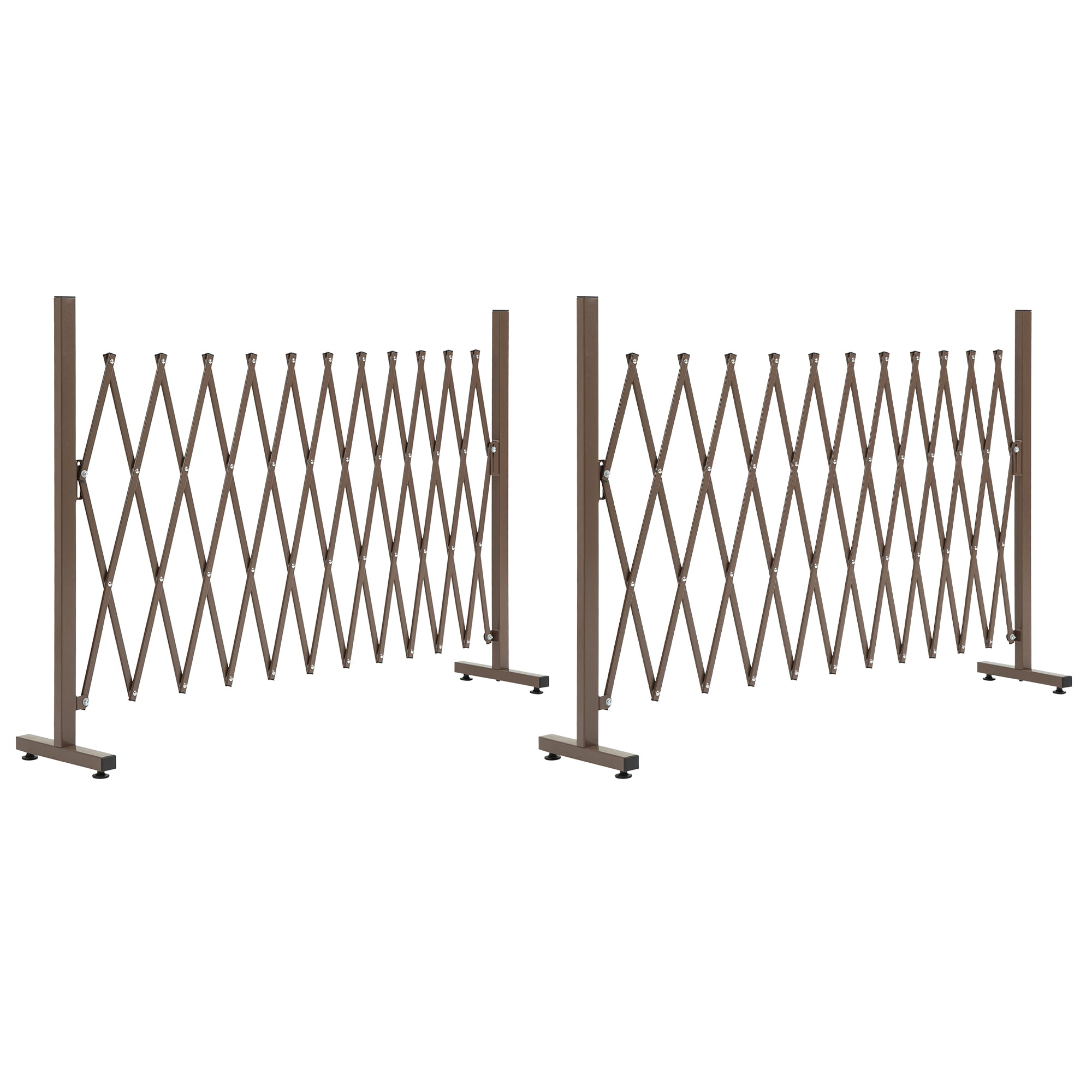 Set of 2 Expanding Garden Fencc, Aluminium Freestanding Foldable Picket Fence, 300cmx103.5 cm, Dark Brown