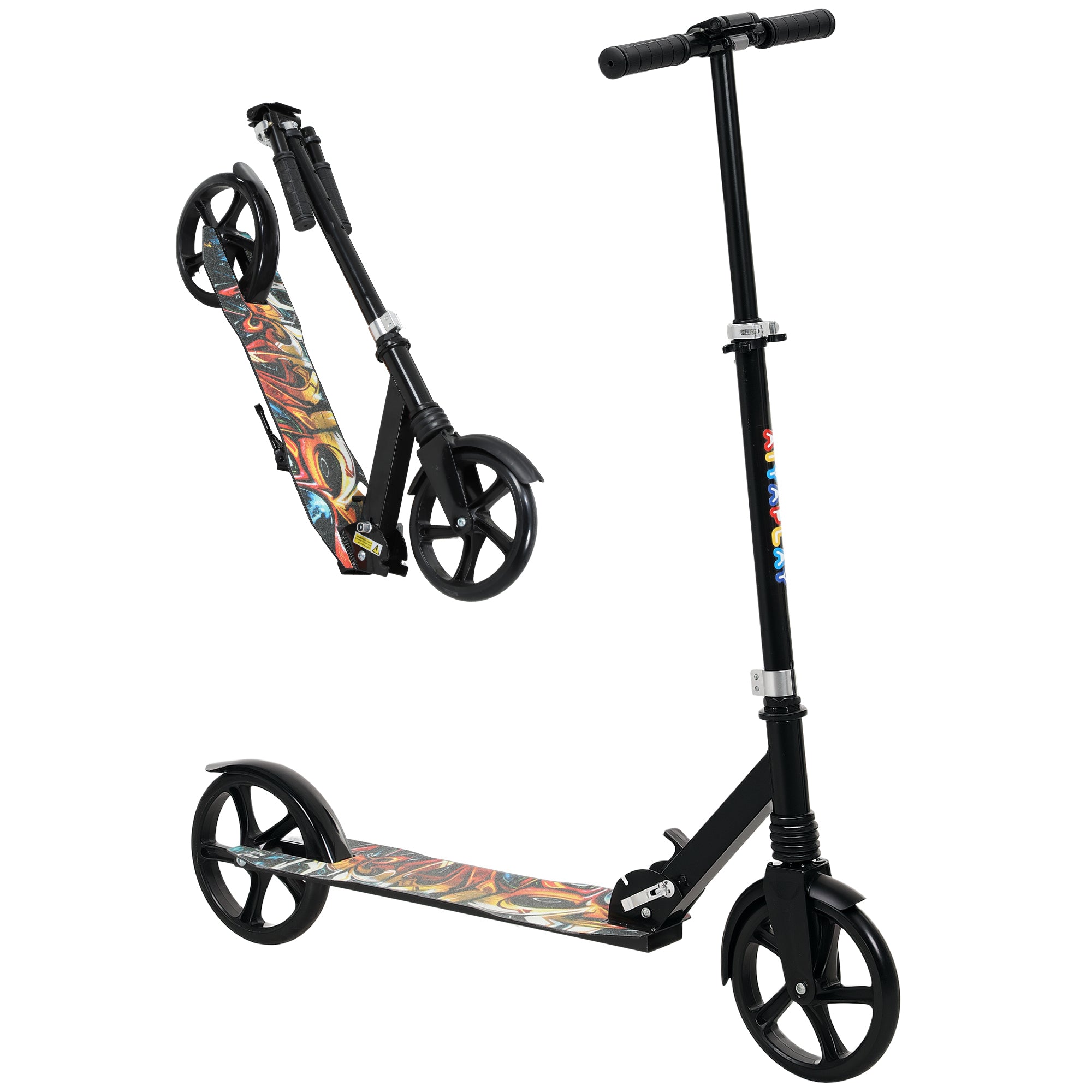 Foldable Kids Scooter with Adjustable Handlebar, 200mm Wheels, Rear Fender Brake for Ages 6-12 - Black