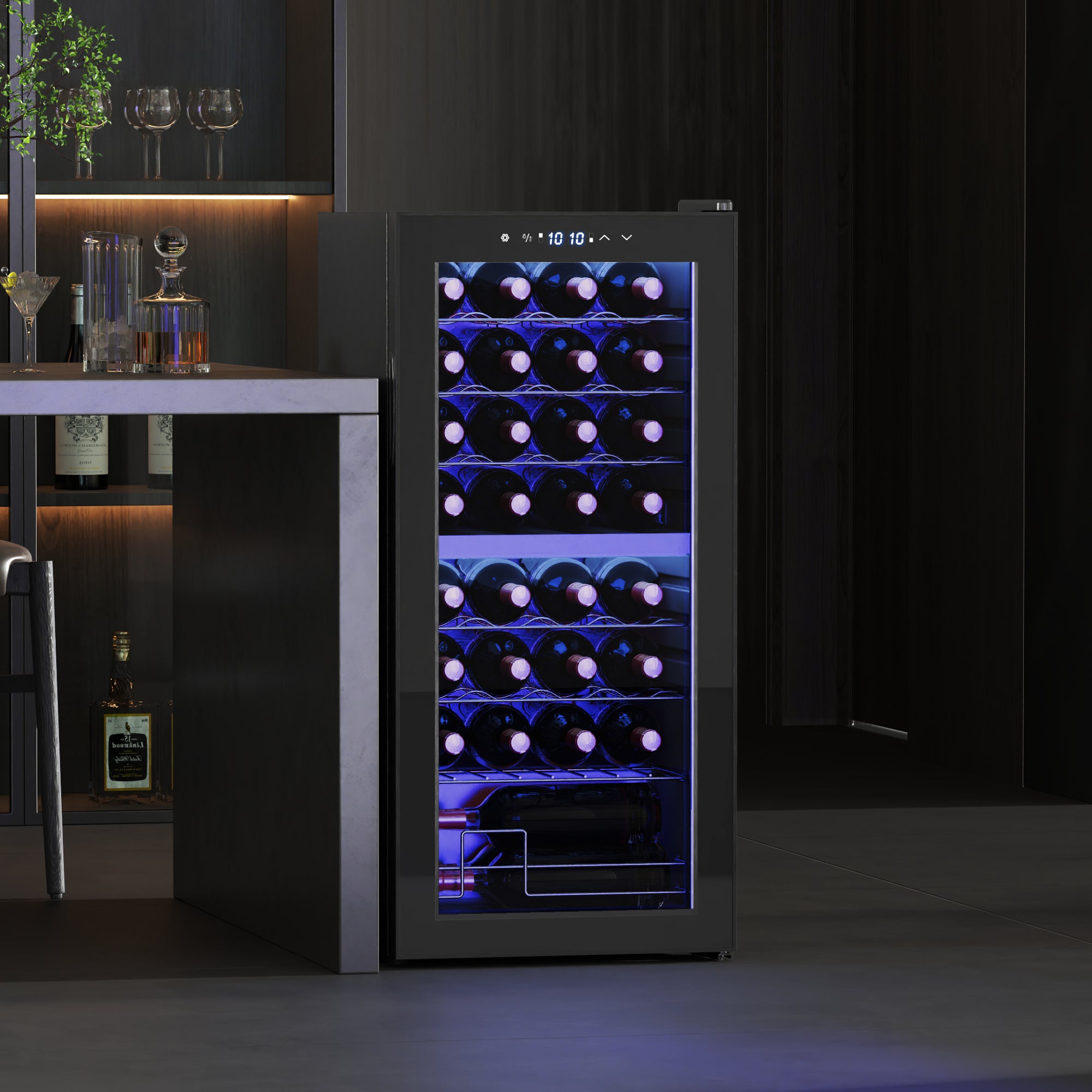 32 Bottle Dual Zone 5-18℃ Wine Fridge - Black