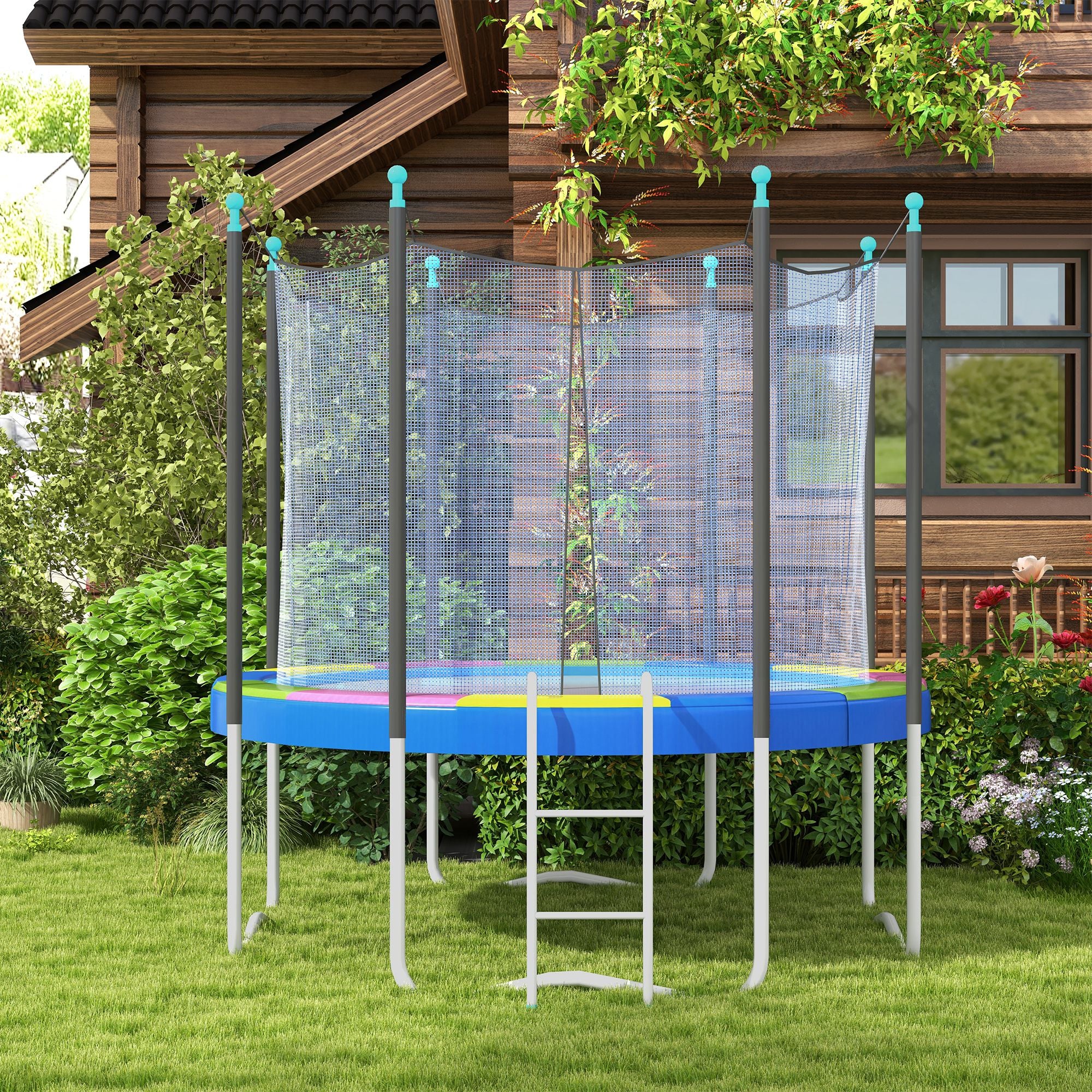 12FT Trampoline Spring Cover Replacement Pad with Elastic Cord - Multi-Colored