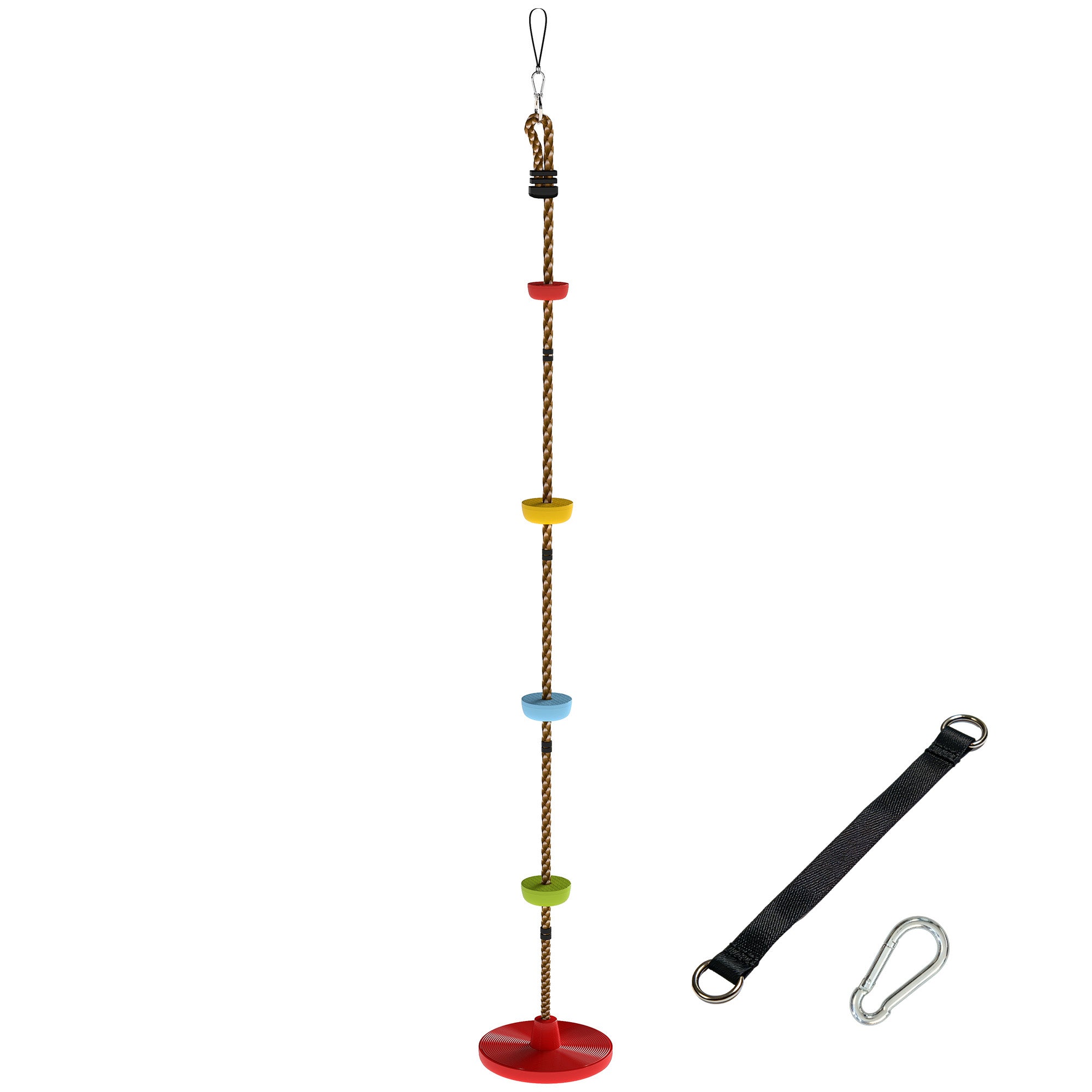 Climbing Rope, Kids Tree Swing Kit with Platforms and Disc Swings Seat, Obstacle Course Kids for Garden, Red