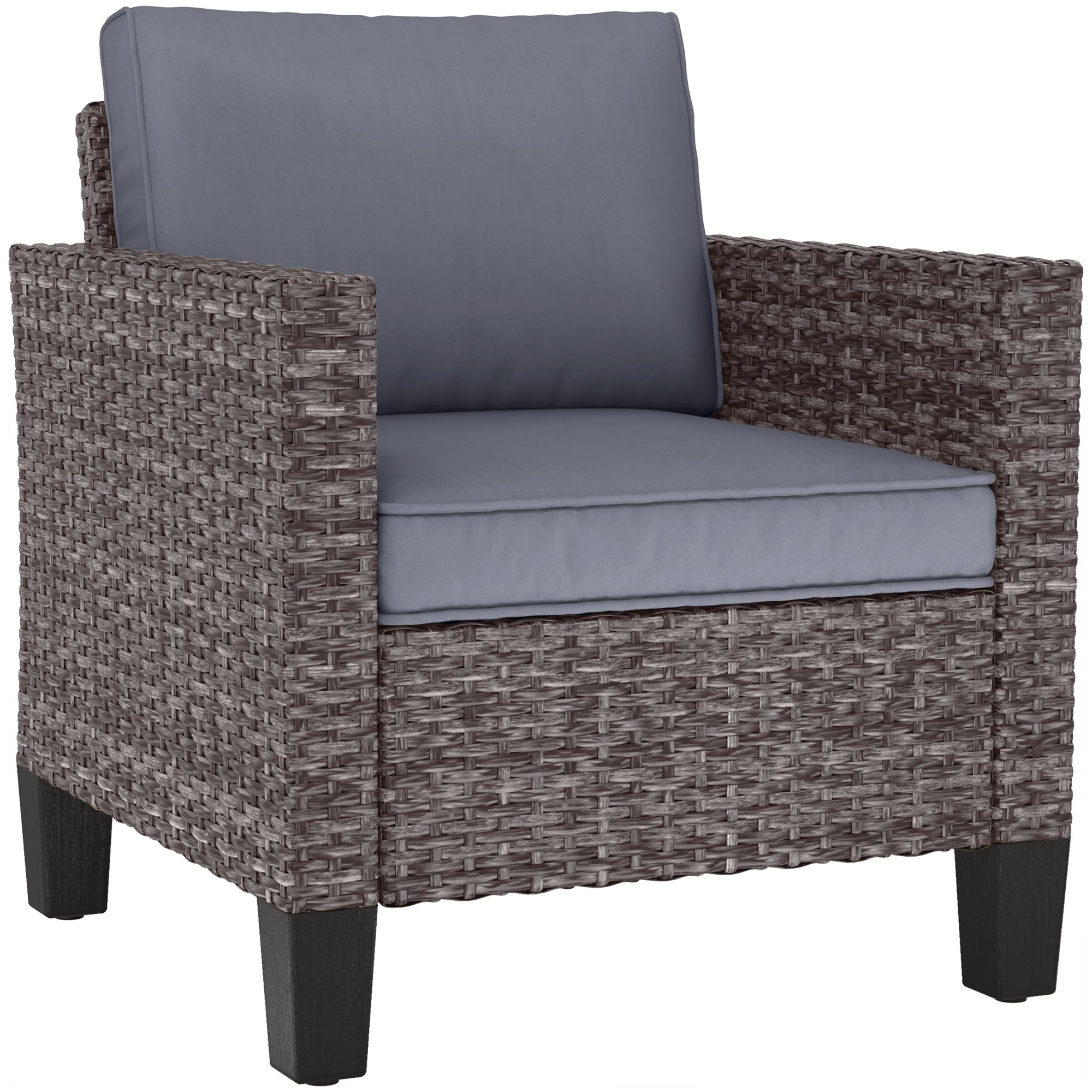 Single Rattan Armchair with Removable Cushions - Mixed Grey