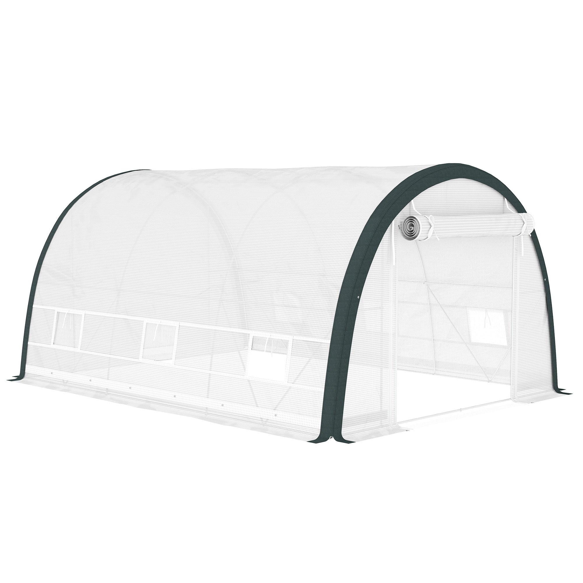 4 x 3 Metre Walk-In Polytunnel Greenhouse Set with Galvanised Steel Frame - White