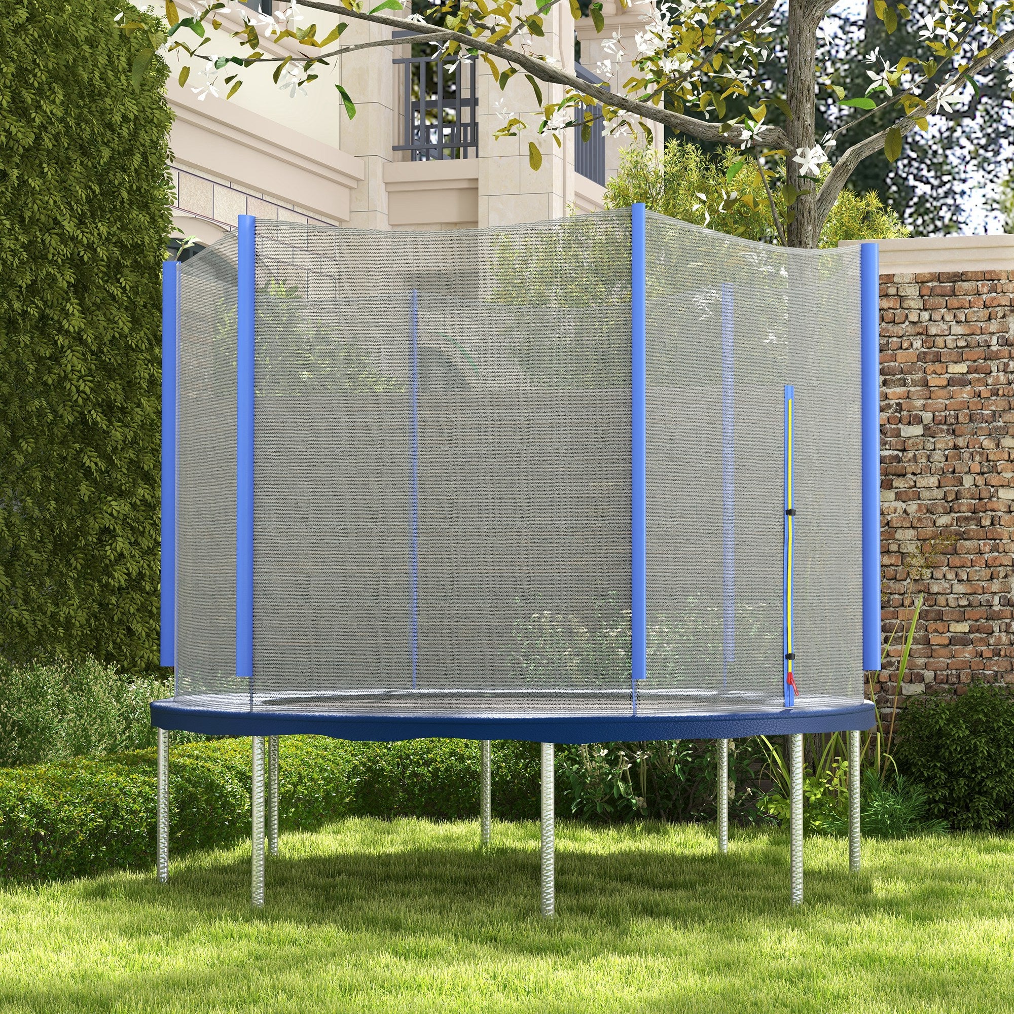 10ft Trampoline Replacement Net with 6 Pole Covers and Zipped Entrance - Blue