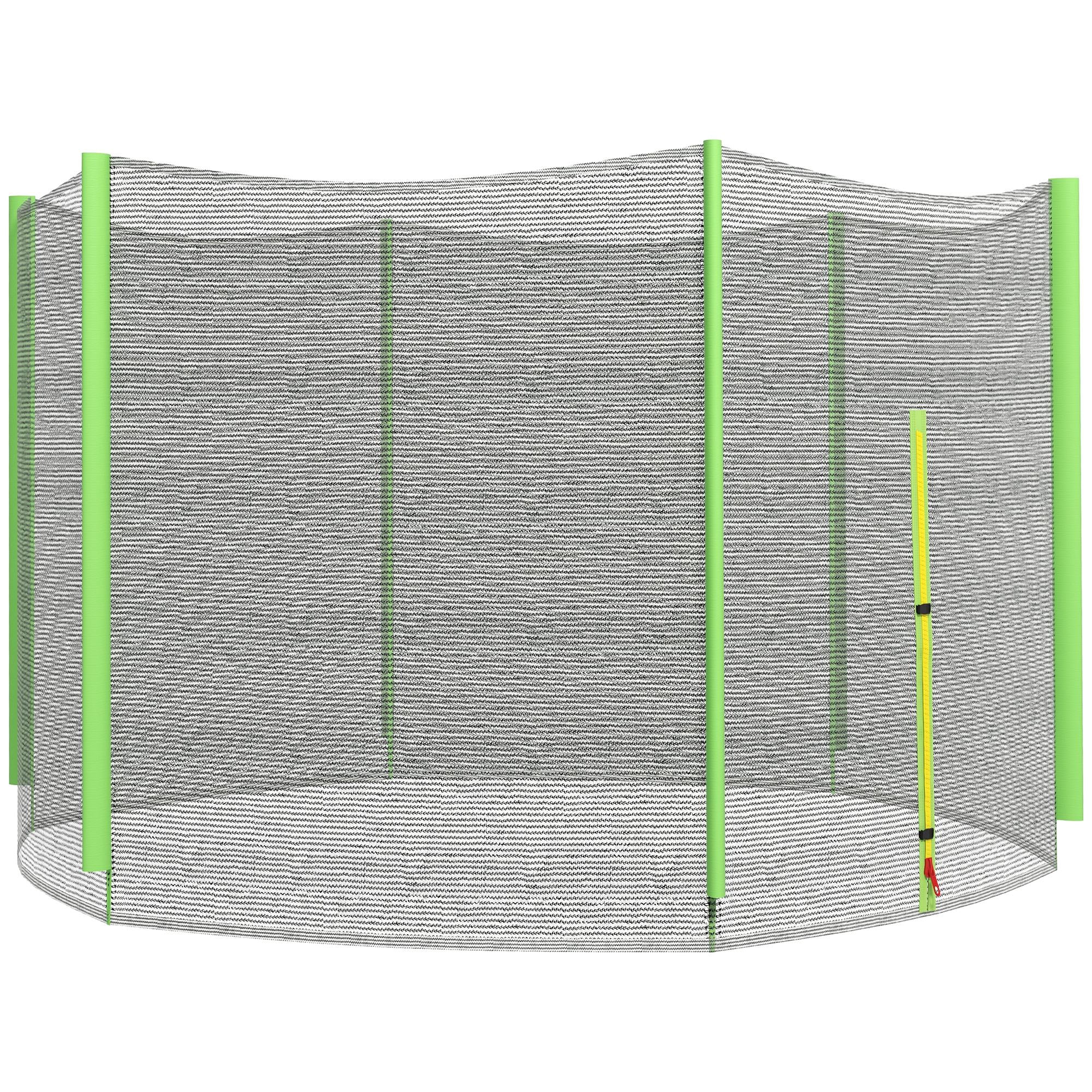 8ft Trampoline Replacement Net with 6 Plastic Pole Covers and Zipped Entrance - Green