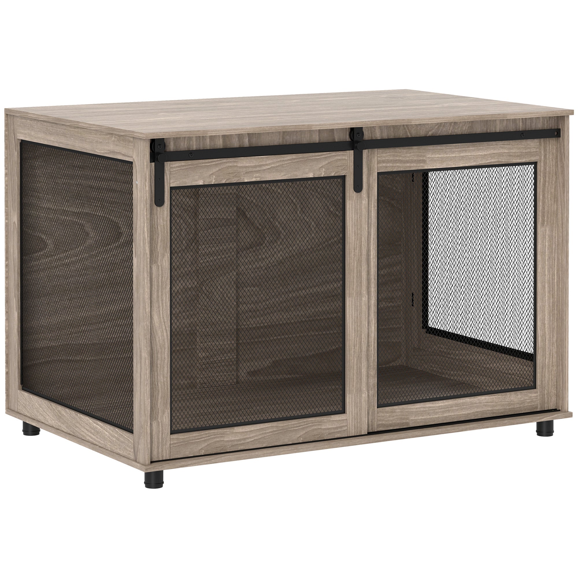 Extra Large Dog Crate Furniture with Sliding Door 118x75.5x82cm - Walnut Brown