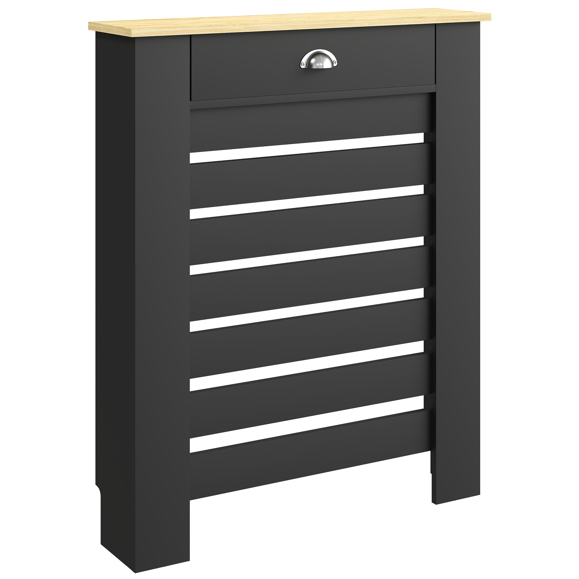 95.5H x 78Wcm Radiator Cover, with Drawer - Black