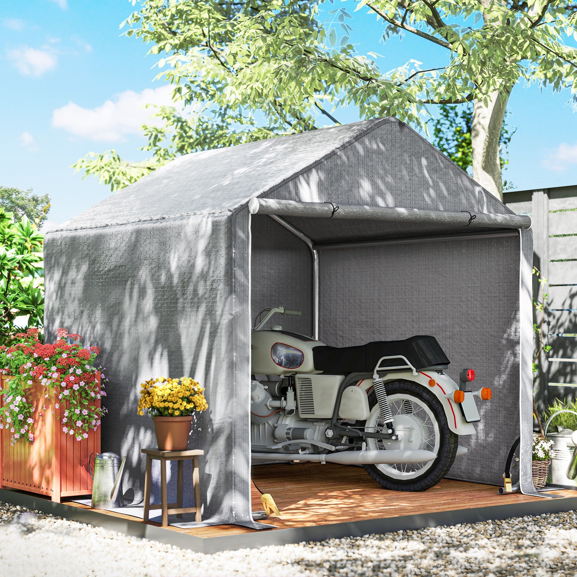 2 x 2m Metre Garden Storage Tent with Waterproof Cover - Grey