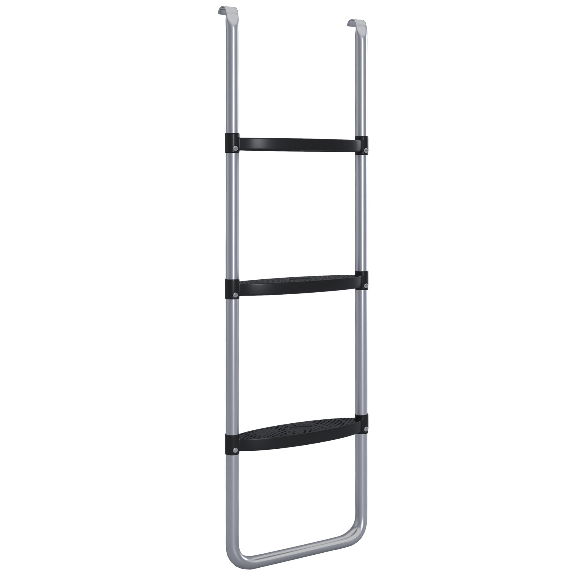 Galvanised Steel 2-3 Step Trampoline Ladder for 6-16ft Trampolines - Silver Tone