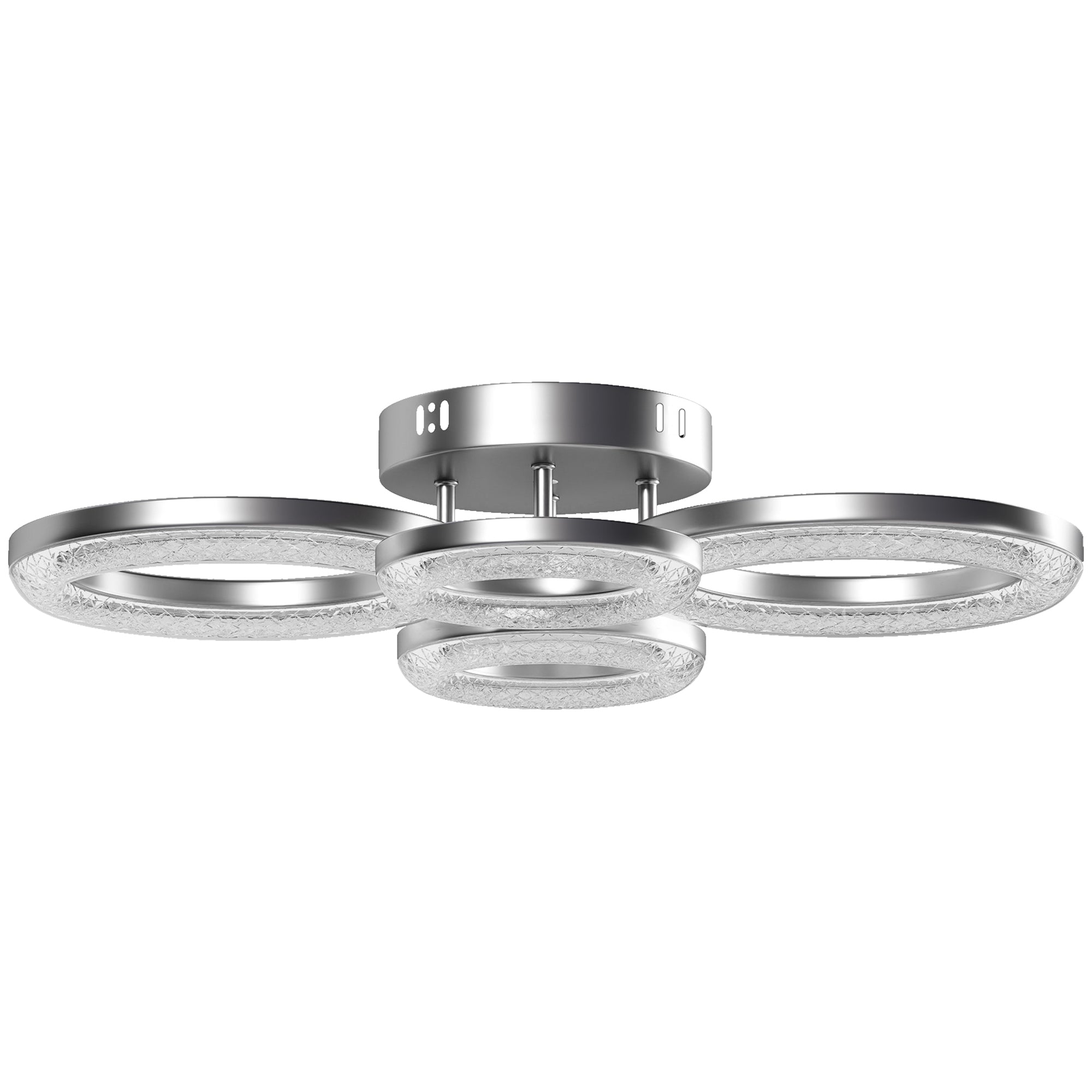 LED Ceiling Light, Modern Dimmable 4 Rings Ceiling Lamp with Wall Switch, 40W 4350lm Flush Mount Ceiling Light with 3500K/4500K/6000K Colour Temperatures for Living Room, Bedroom, Silver Tone