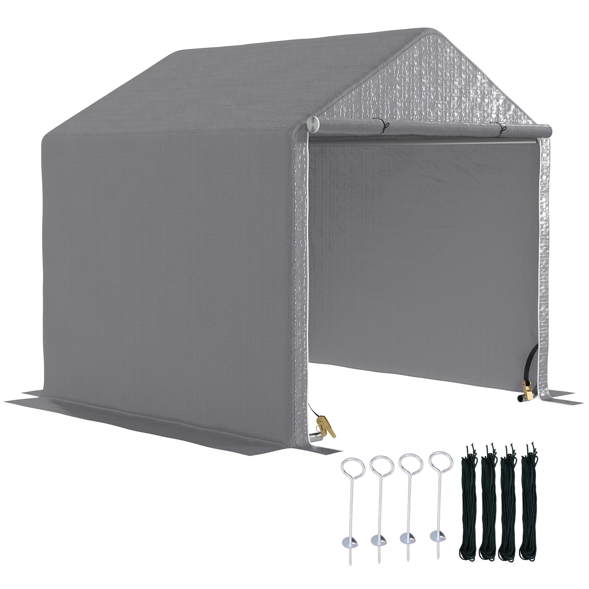 2 x 2m Metre Garden Storage Tent with Waterproof Cover - Grey